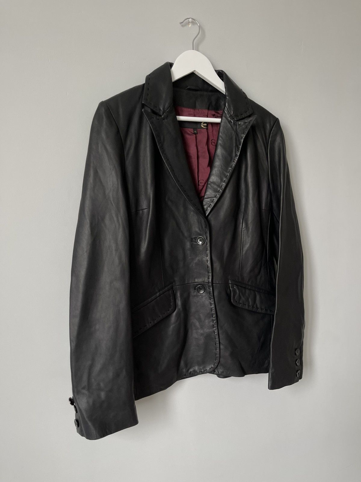 Roberto Cavalli Vintage Archive 00's Roberto Cavalli Leather Blazer Jacket Size 46R - 2 Thumbnail