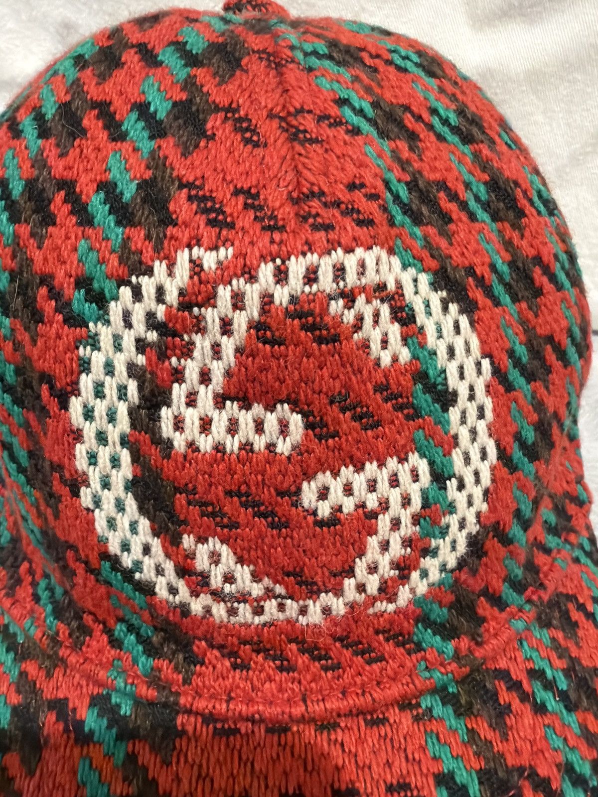 Gucci Gucci GG Monogram Wool Knit Baseball Cap Red Green OS Size ONE SIZE - 4 Thumbnail