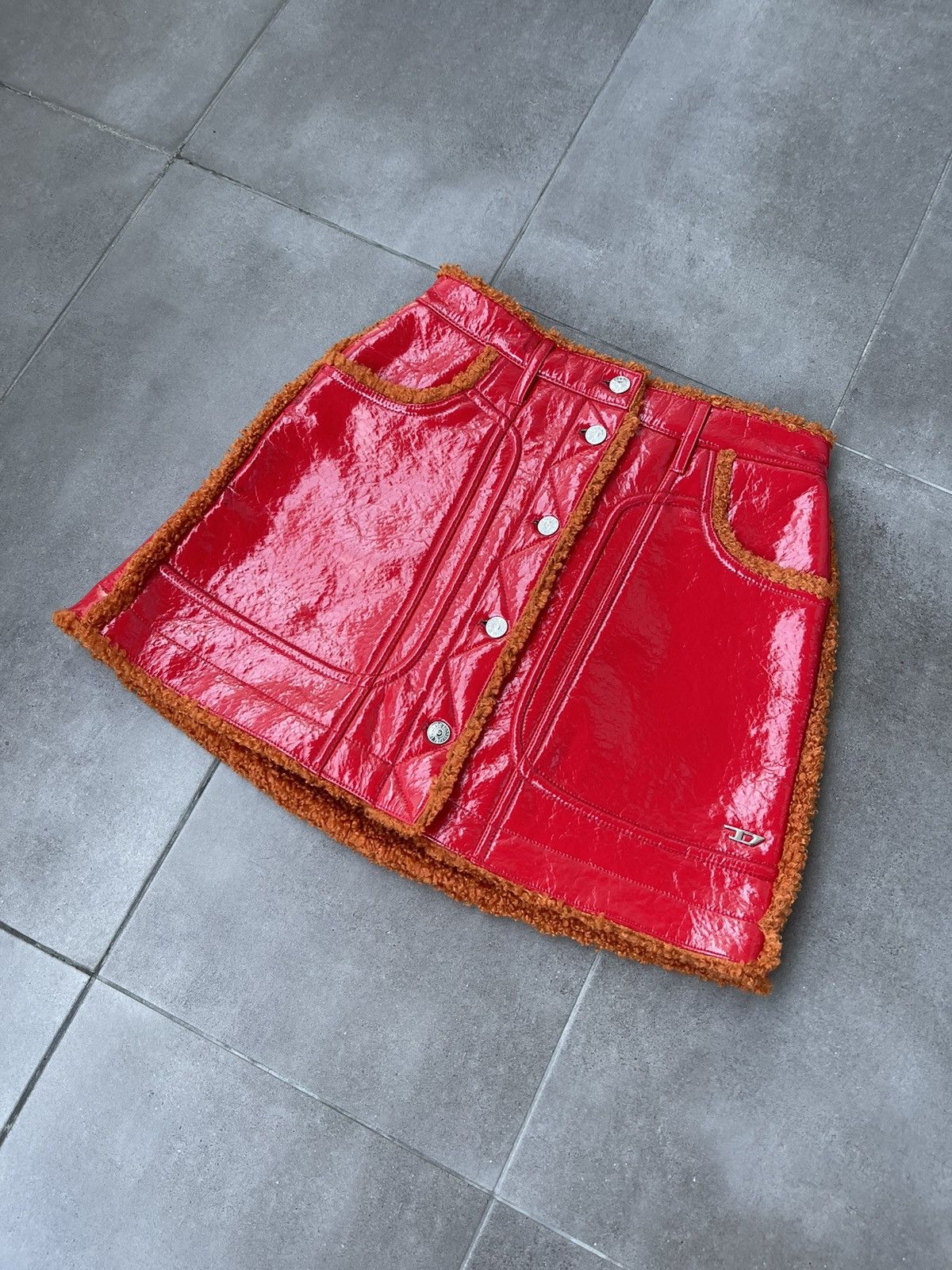 Diesel !DS! DS23 Diesel O-Neillia Red Regular Shine Skirt Size 27" / US 4 / IT 40 - 7 Thumbnail