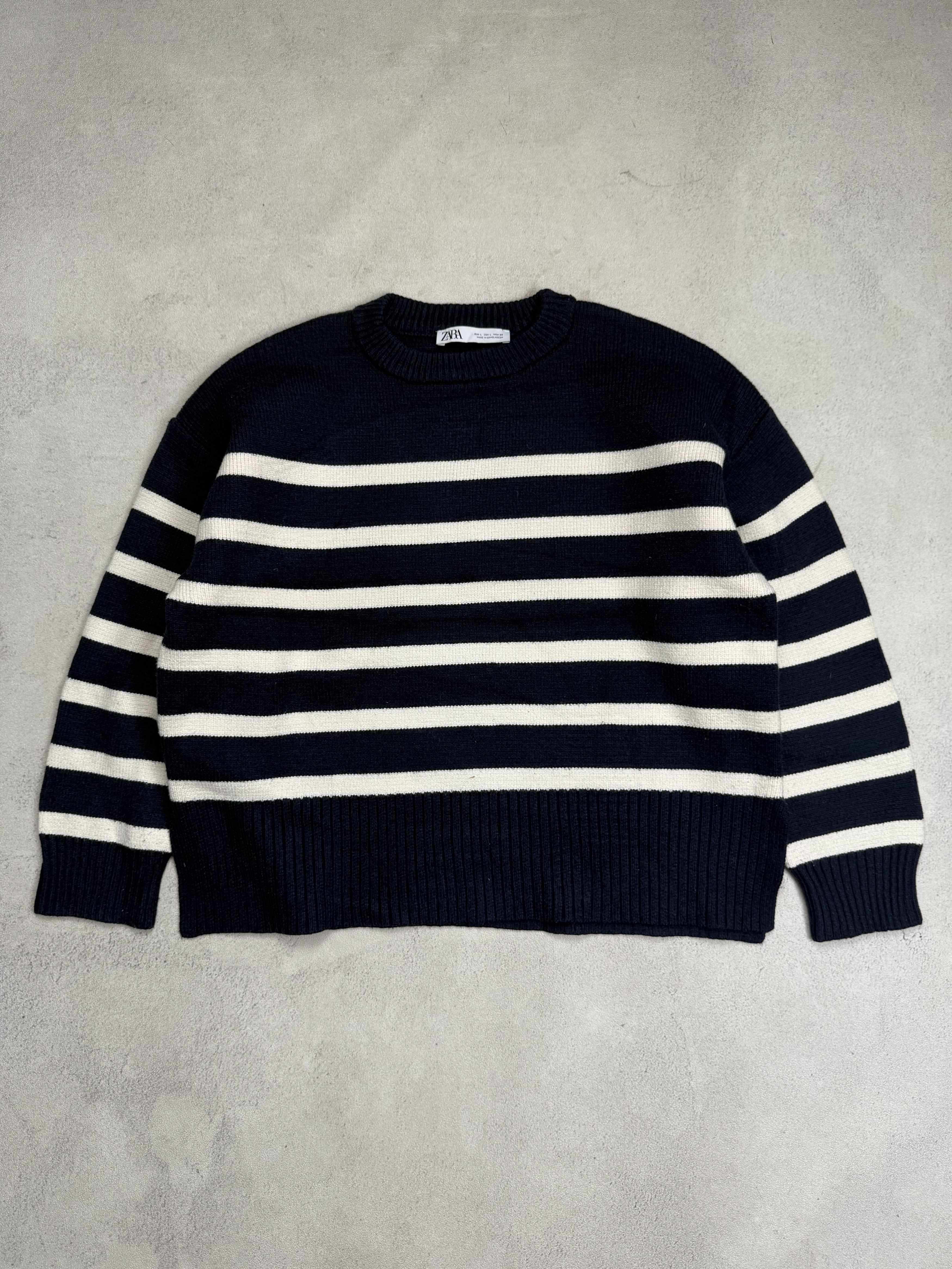 Zara Zara Stripe Oversized Knit Sweater Cardigan Jumper Size L / US 10 / IT 46 - 2 Thumbnail