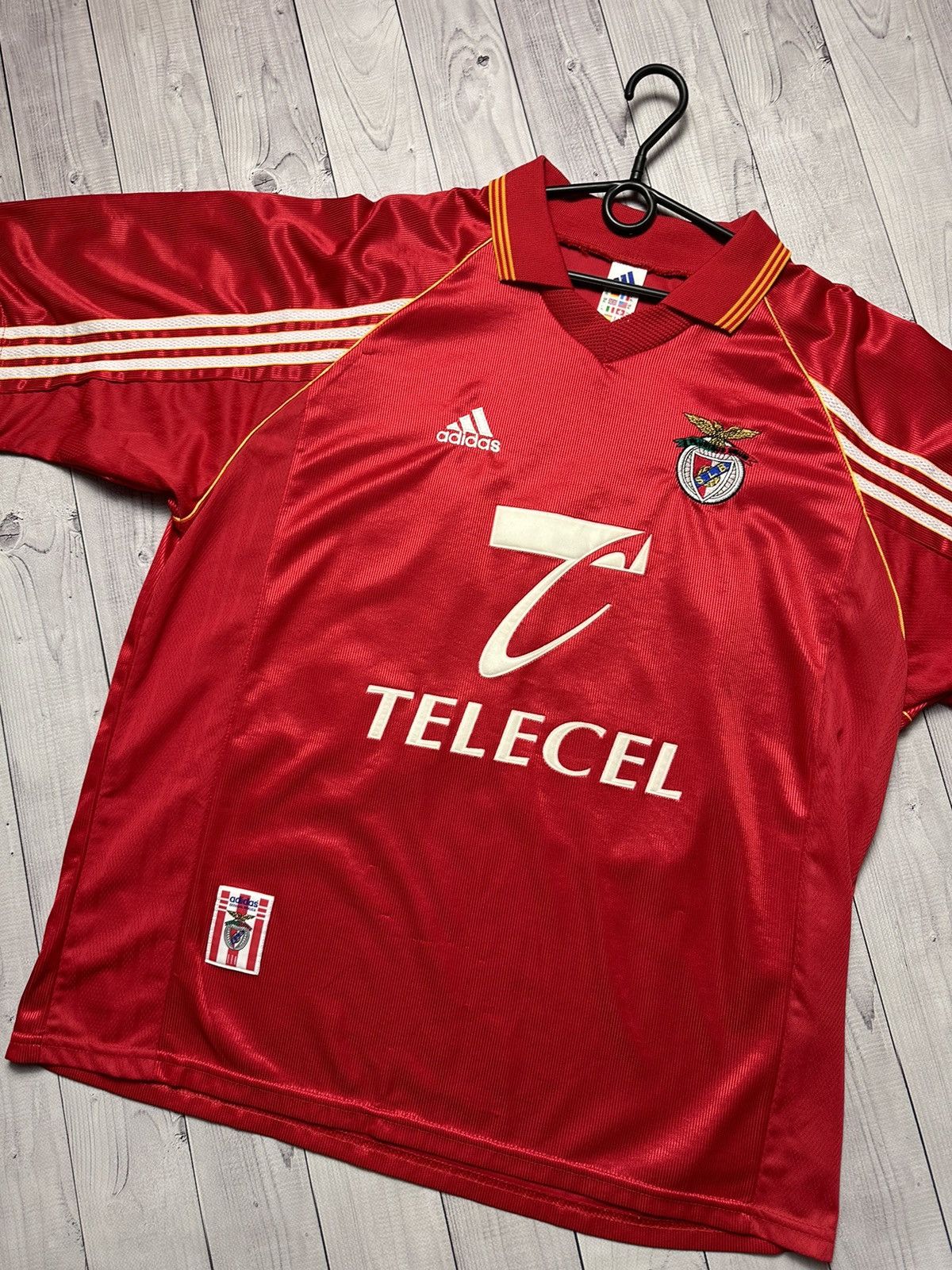 Vintage 90s Benfica top Lisbon Jersey Shirt Adidas Sz M Telecel Soccer