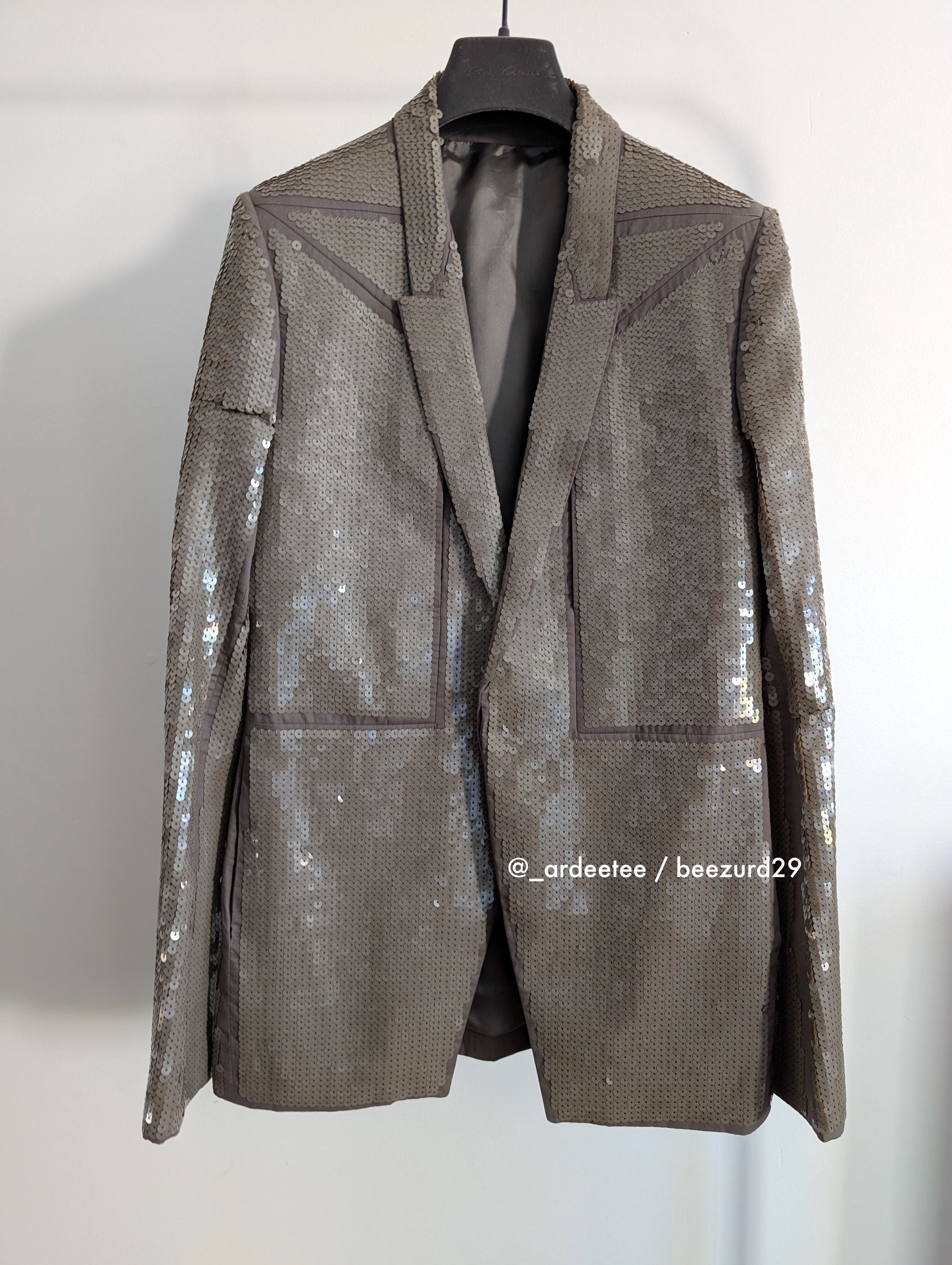 Rick Owens 💥$4K SAMPLE SEQUIN FOGPOCKET NEUE ALICE BLAZER JACKET Size S / US 4 / IT 40 - 4 Thumbnail