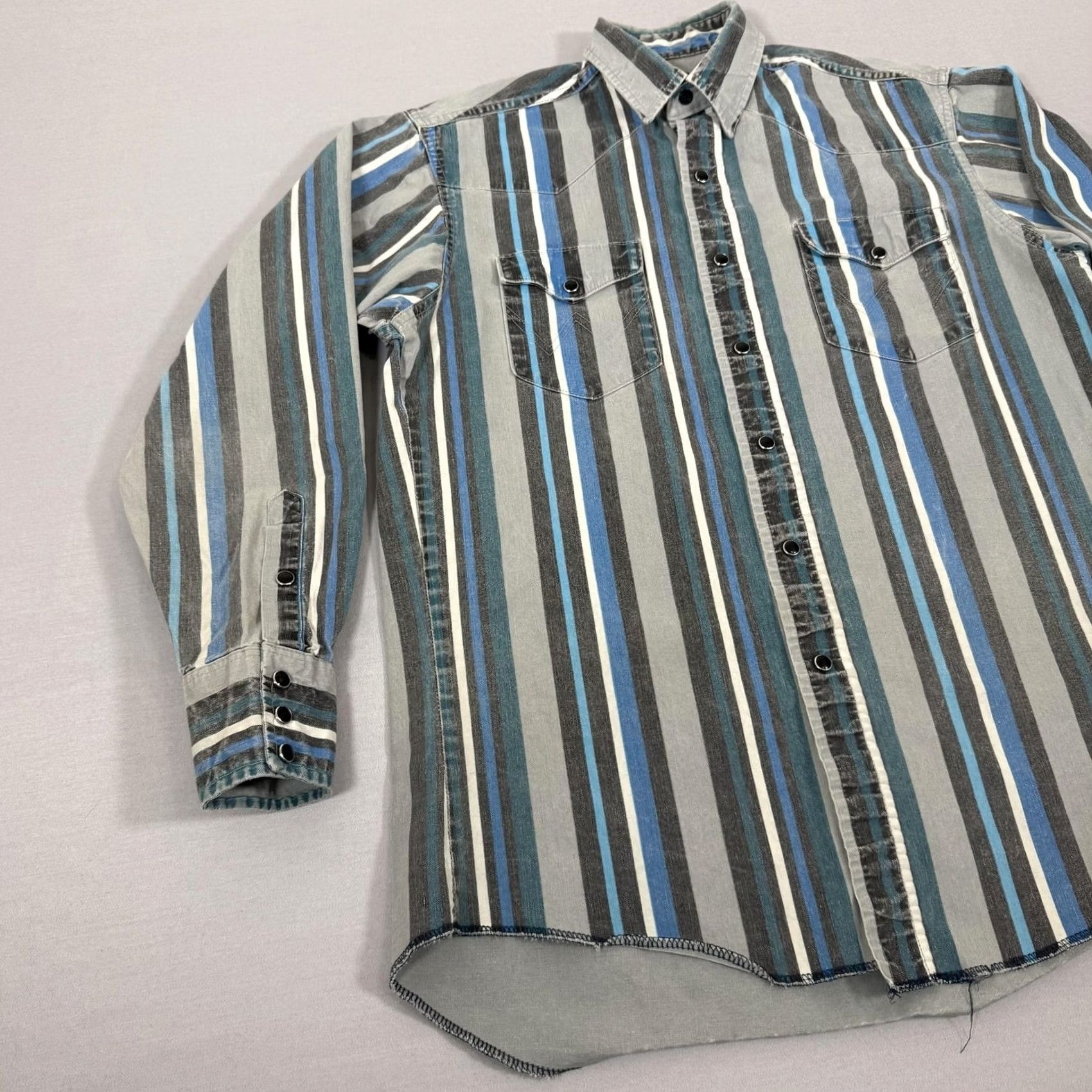 Wrangler VINTAGE Wrangler Shirt Men Medium Brushpopper Stripe Western Pearl Snap 90s Work Size US M / EU 48-50 / 2 - 5 Thumbnail
