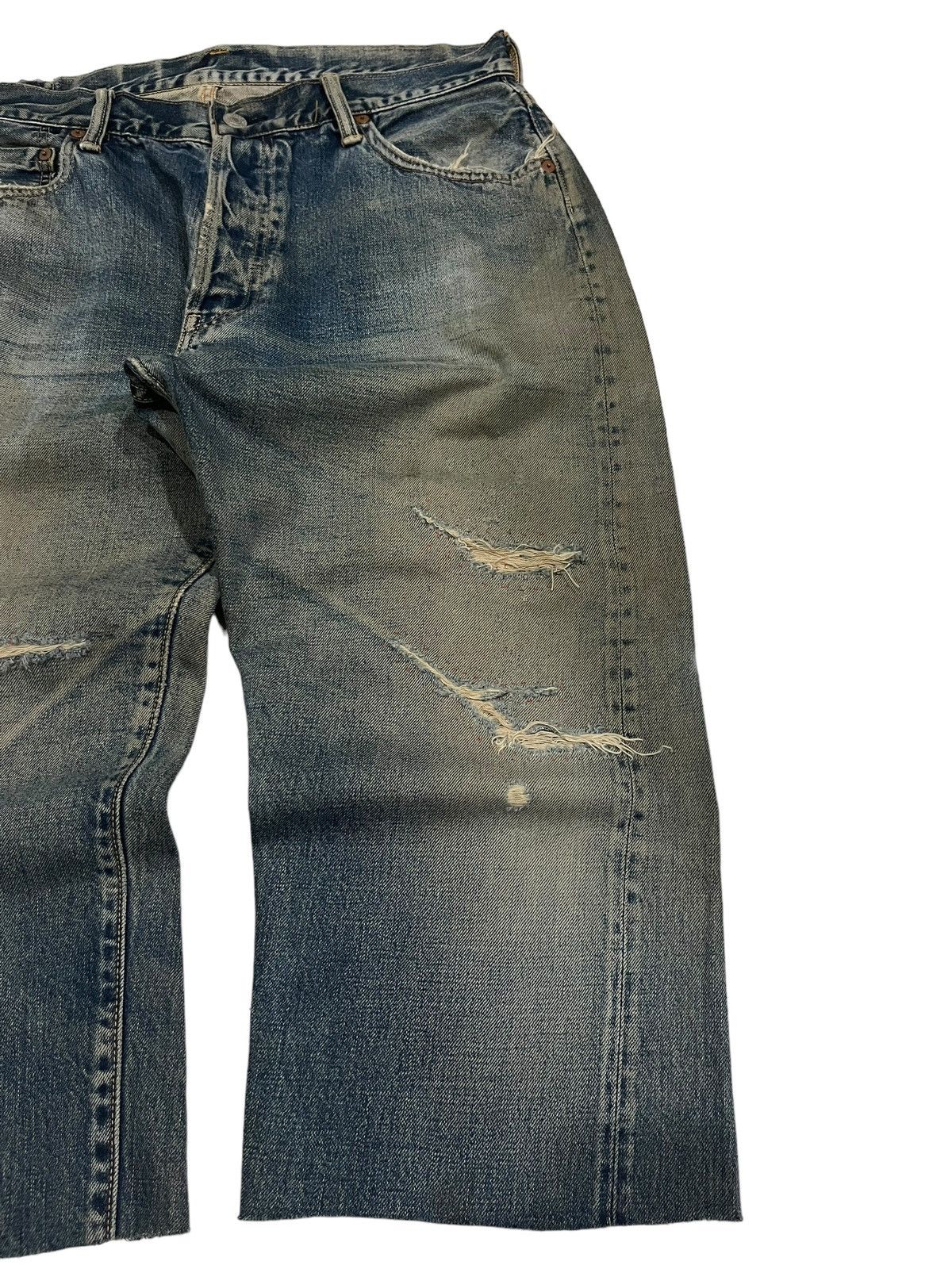 Japanese Brand × Johnbull × KOJIMA GENES Vintage Japanese Brand Sewing Chop Distressed Redline Jorts Size US 34 / EU 50 - 4 Thumbnail