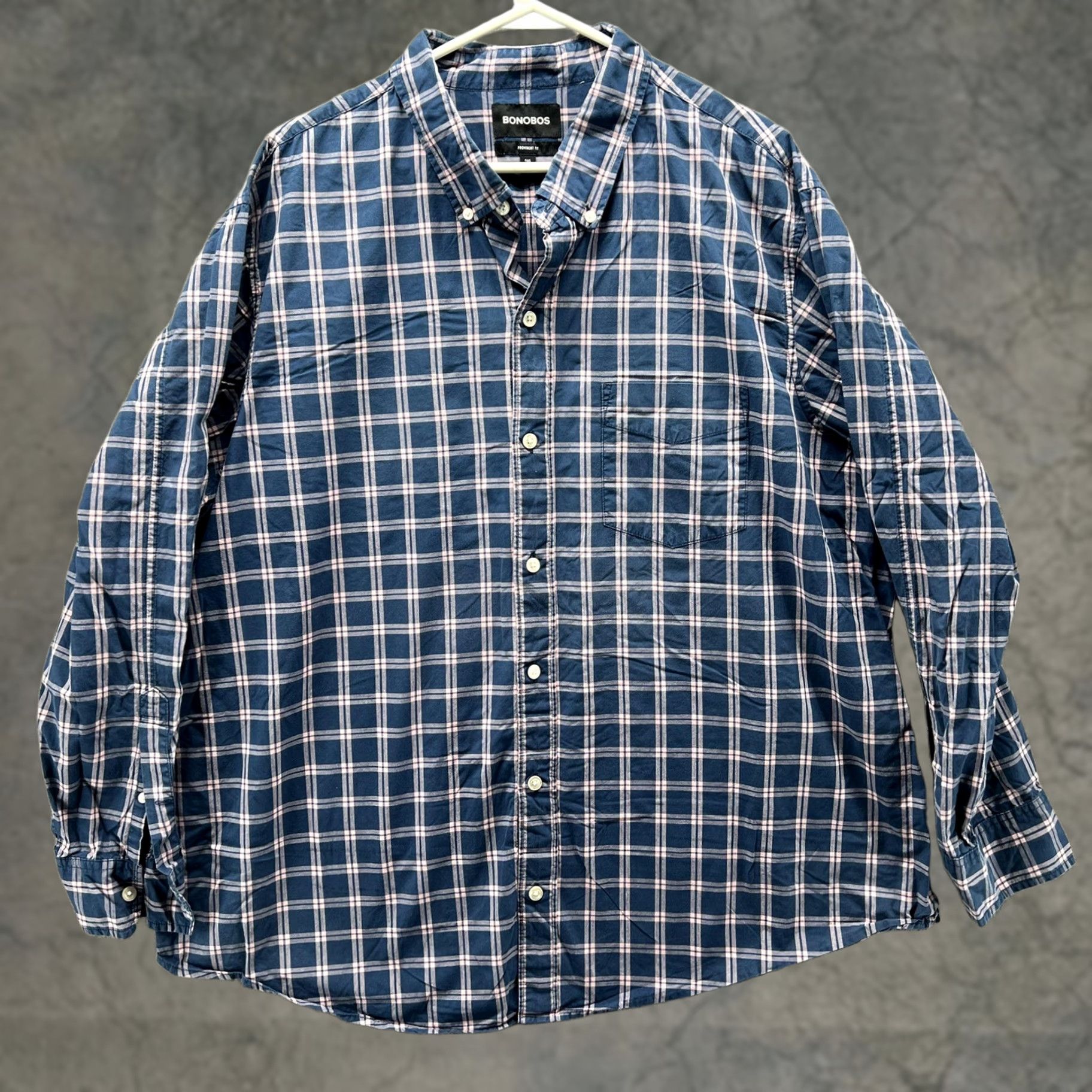 Bonobos Bonobos Shirt Mens 2XL Blue Plaid Prominent Fit Long Sleeve Button Down Casual Shirt Size US XXL / EU 58 / 5 - 1 Thumbnail