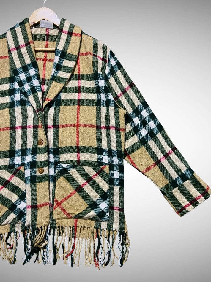 Sisley Vintage Sisley Plaid Fringe Shawl Collar Jacket Coat Size L / US 10 / IT 46 - 5 Thumbnail