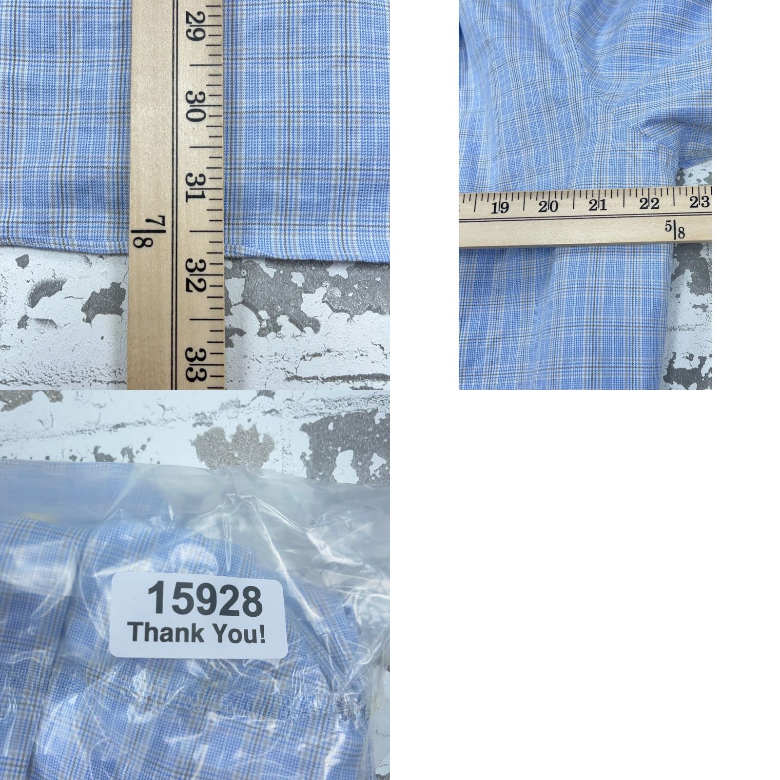 David Donahue David Donahue Shirt Men 16 1/2 36 Blue Plaid Button-Up Slim Casual Adult Size US L / EU 52-54 / 3 - 8 Thumbnail