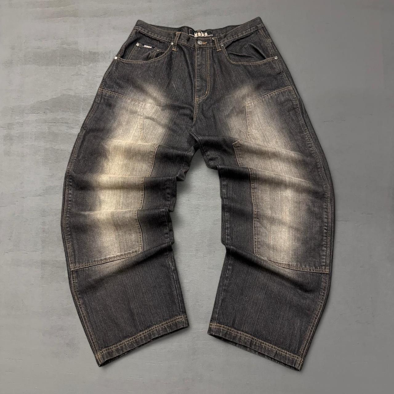 Southpole Webs Black Gradient Double Knee Denim Y2K Jeans 34 x 31 Size US 34 / EU 50 - 1 Thumbnail