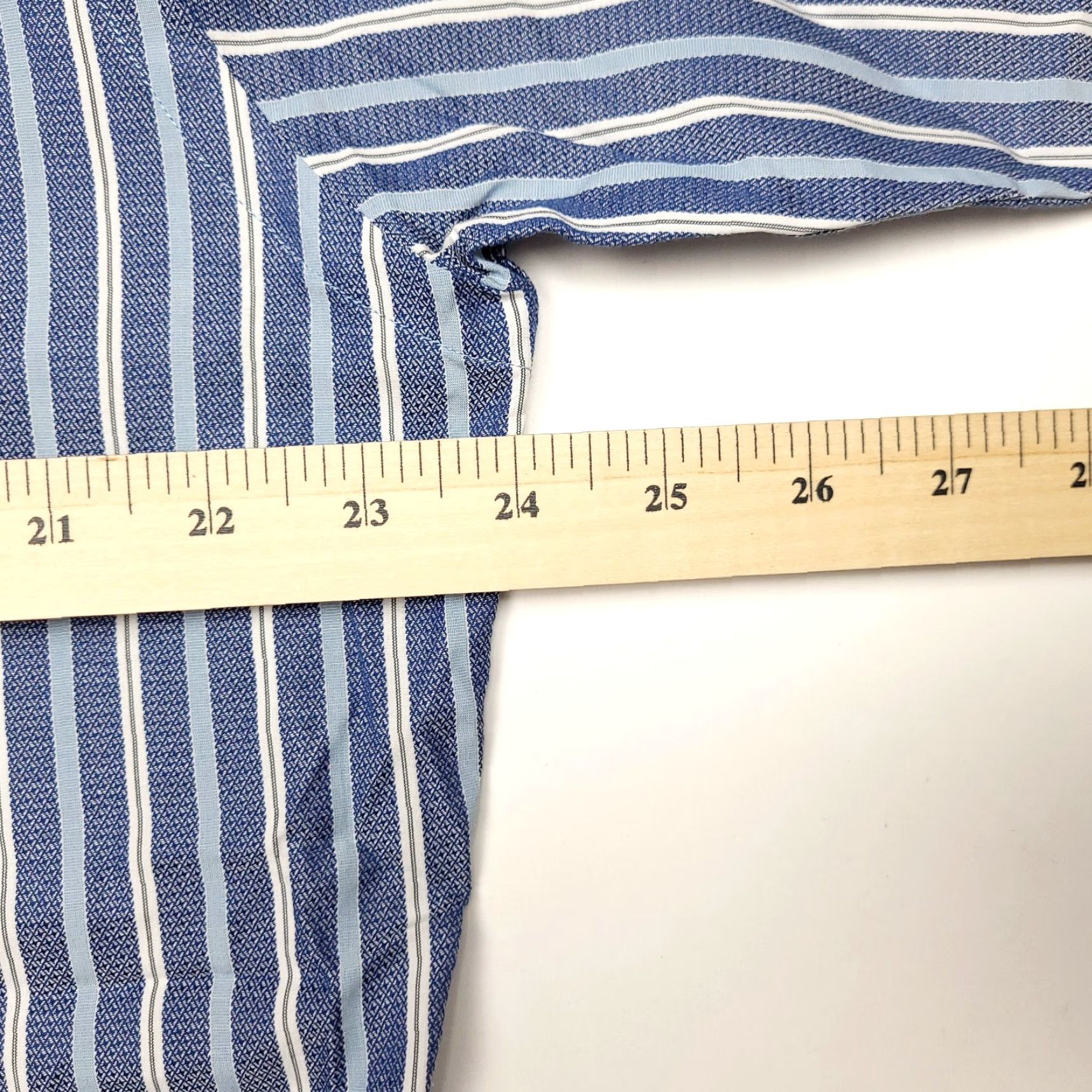 Vintage Thomas & Thomas Dress Shirt Mens Large Blue Striped Long Sleeve Button-Down 100% Cotton Size 42R - 6 Thumbnail