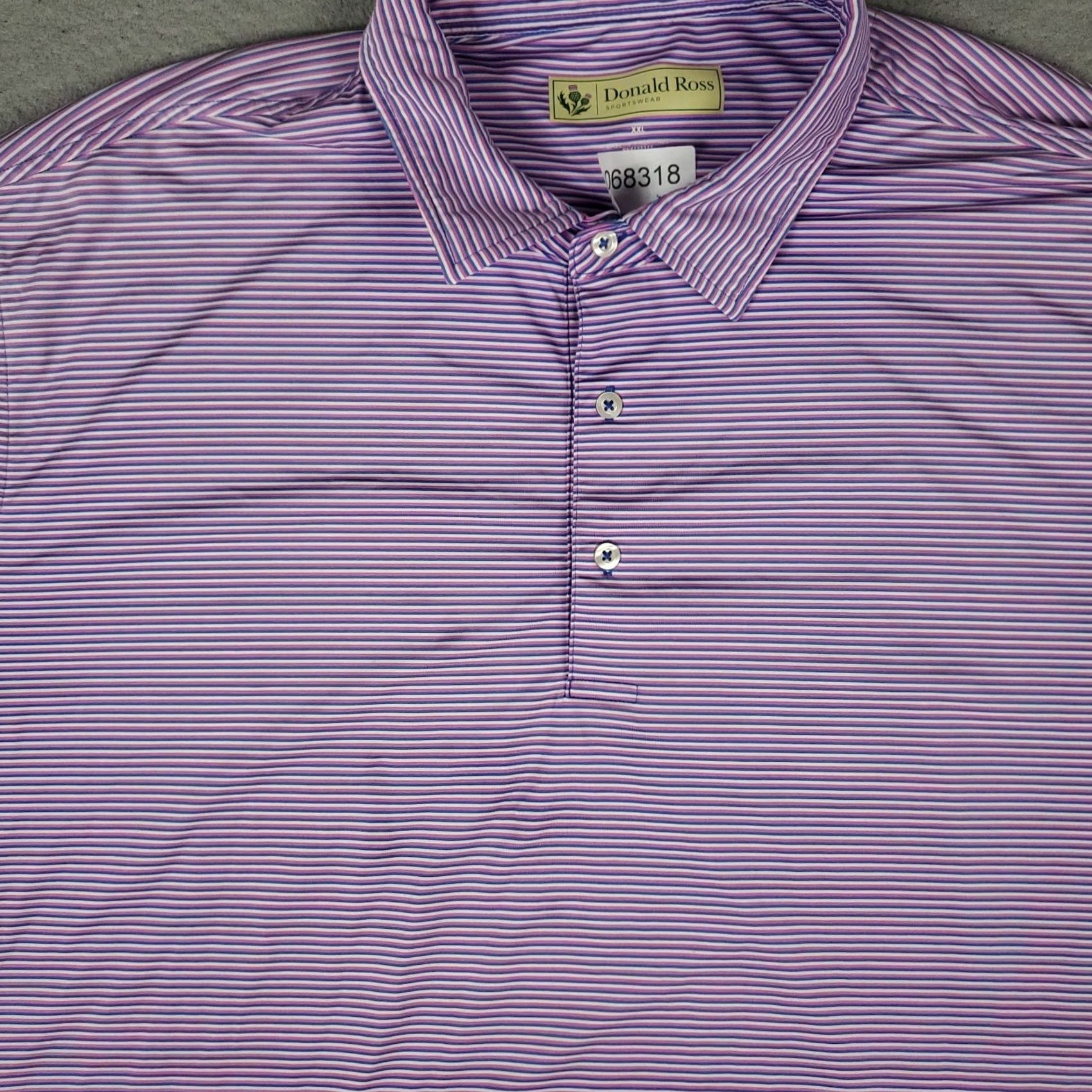 Vintage Donald Ross Polo Shirt Mens 2XL Blue Striped Golf Short Sleeve Size US XXL / EU 58 / 5 - 3 Thumbnail