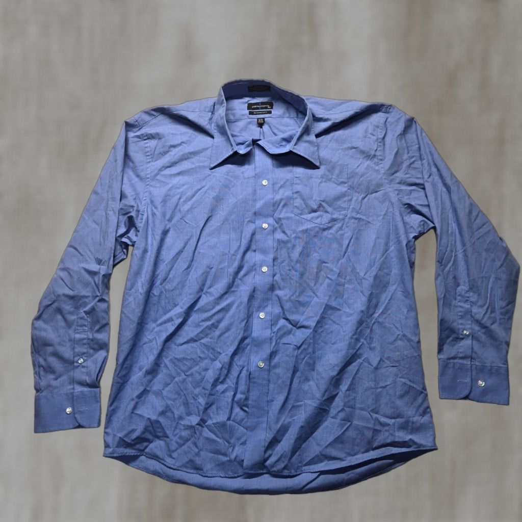 Vintage Statements Shirt Men 2XL Solid Blue Long Sleeve Button-Down Collar 18.5 Neck 18.5 in Big & Tall Dress Shirt Size US XXL / EU 58 / 5 - 1 Thumbnail