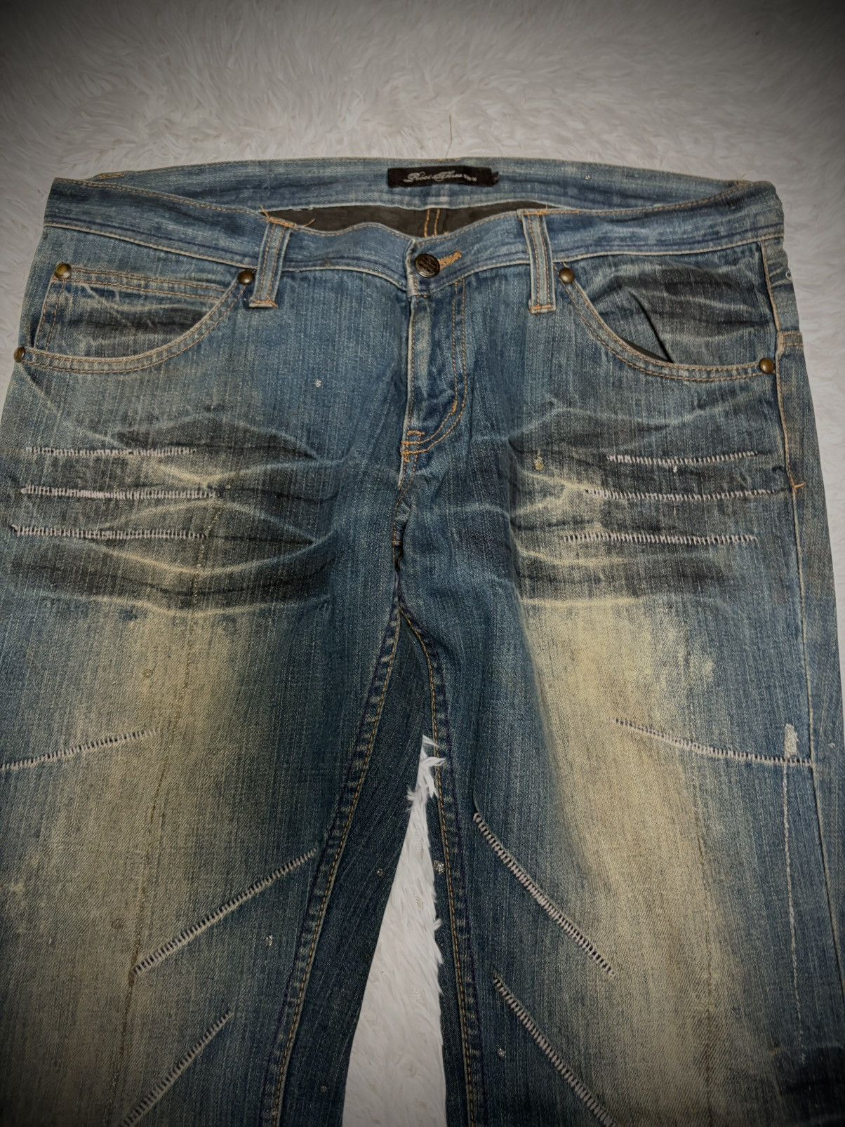 Tornado Mart Rare Root Three paint splash mudwash flared jeans Size US 36 / EU 52 - 3 Thumbnail