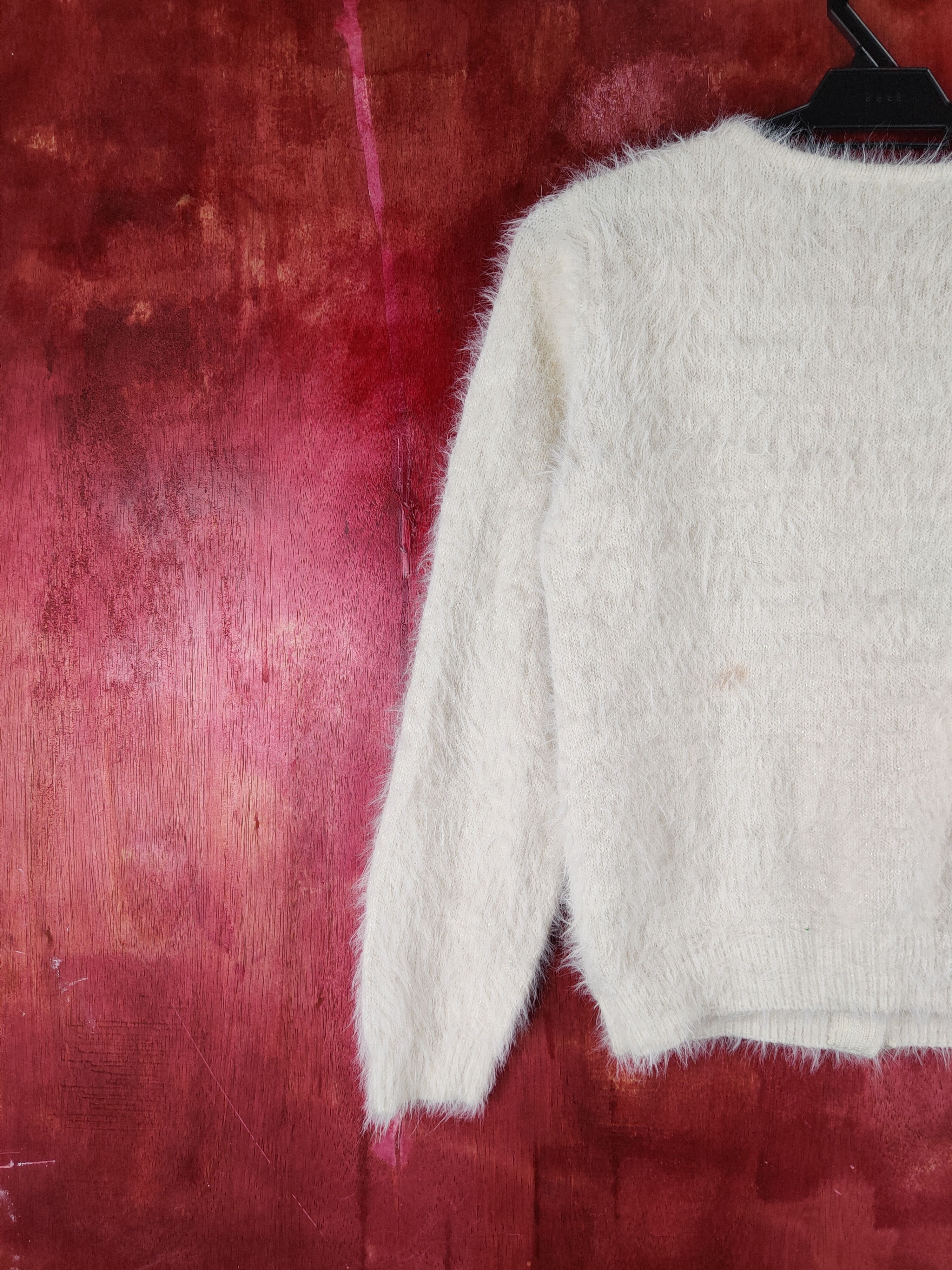 Homespun Knitwear Ingni Beige Shag Shaggy Fur Mohair Knitwear Cardigan#S2110 Size S / US 4 / IT 40 - 8 Thumbnail