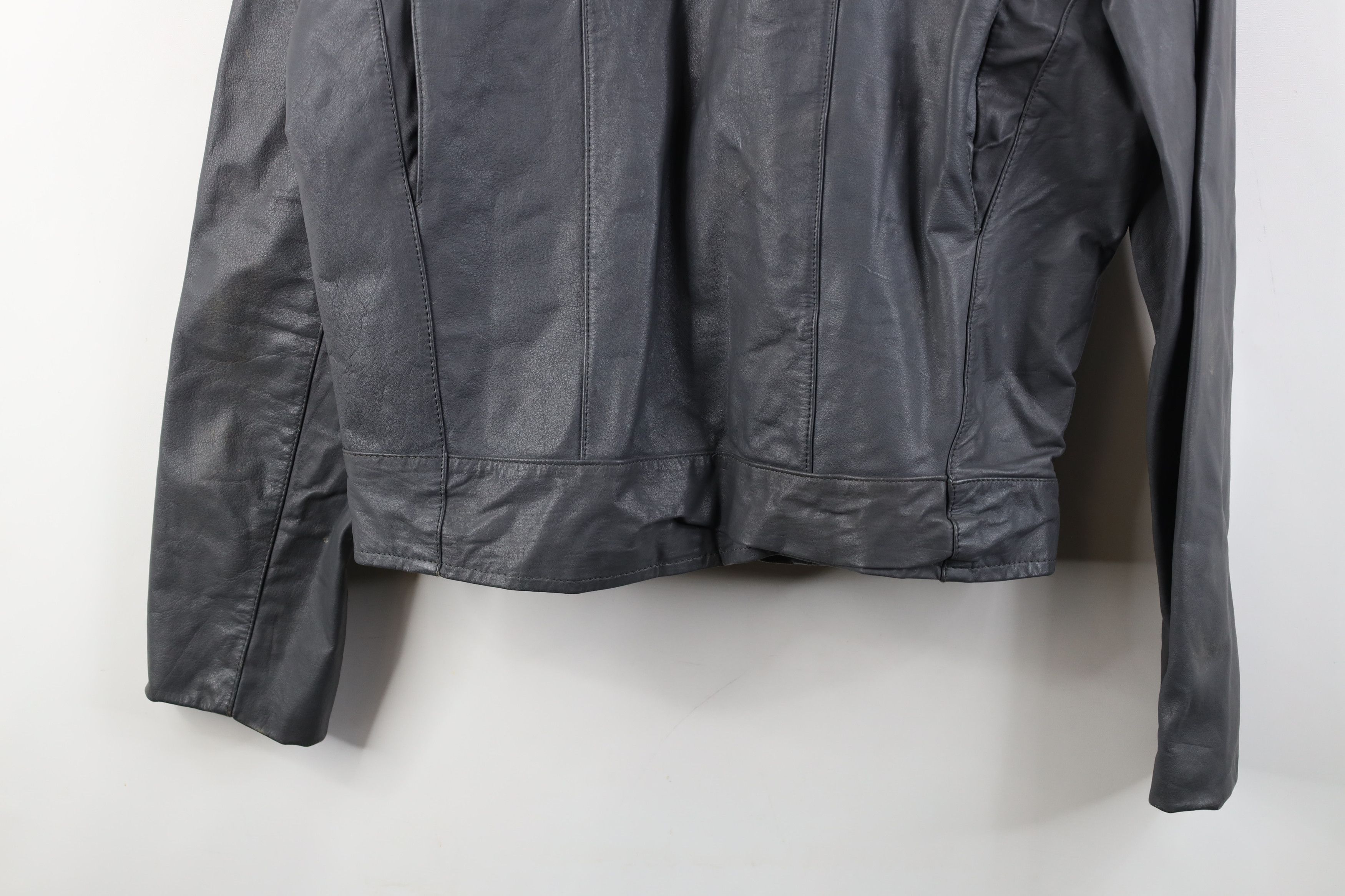 Vintage Vintage 80s 90s Streetwear Leather Racer Bomber Jacket Gray Size US XL / EU 56 / 4 - 16 Thumbnail