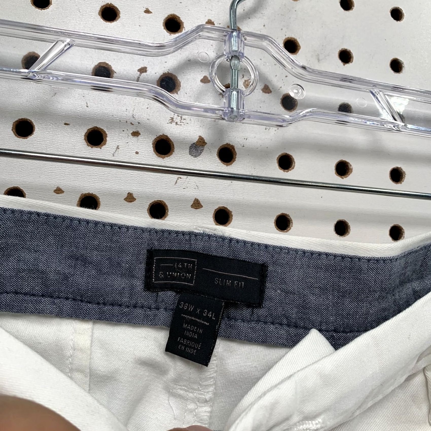 Vintage 14th & Union Chino Pants Mens 36X34 White Slim Fit Stretch NWT Work Preppy Casual Pants Size US 36 / EU 52 - 2 Thumbnail