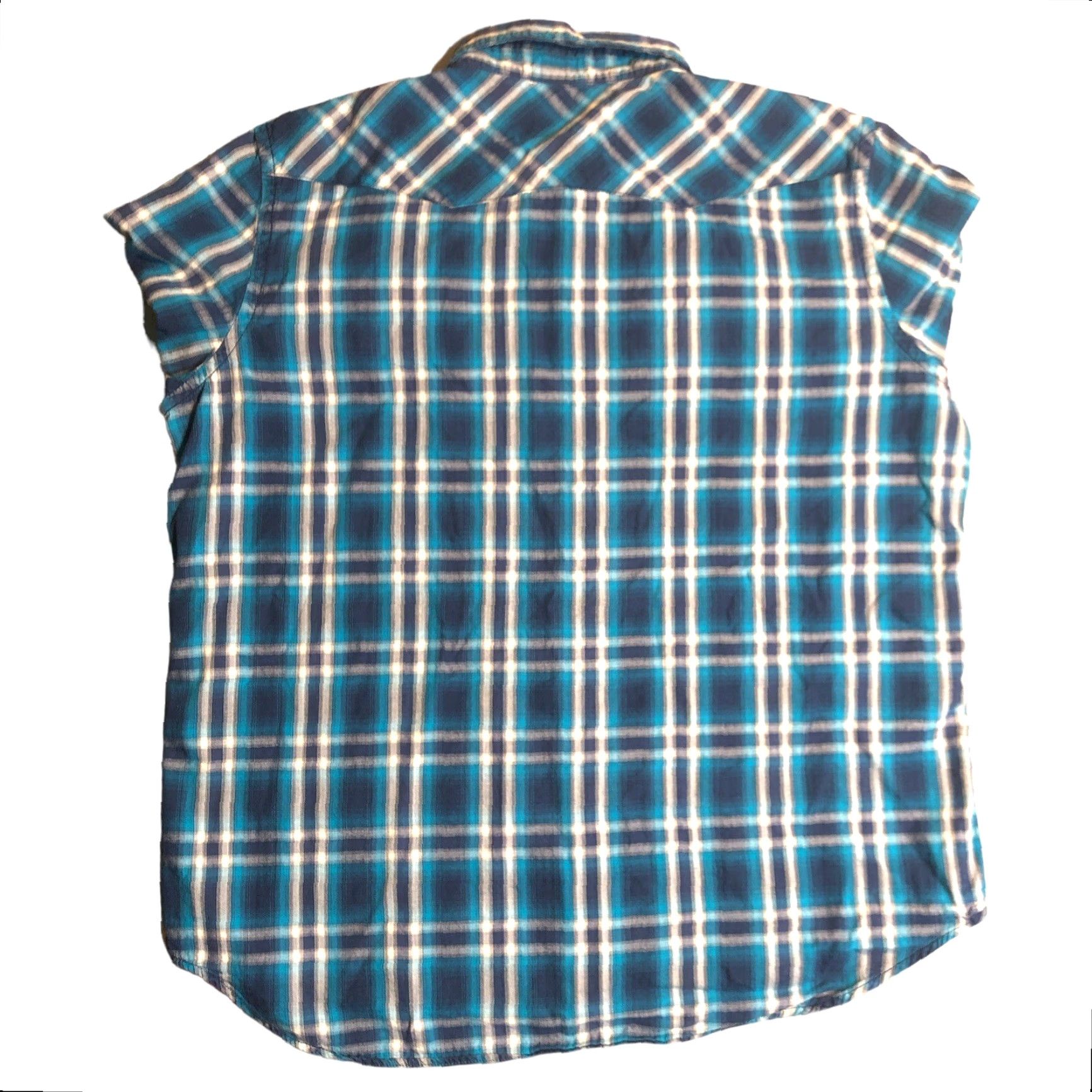American Eagle Outfitters VINTAGE American Eagle Outfitters Western Shirt XL Long Sleeve Blue Plaid Snap Button-Up Cotton Classic Mens Size US XL / EU 56 / 4 - 3 Thumbnail