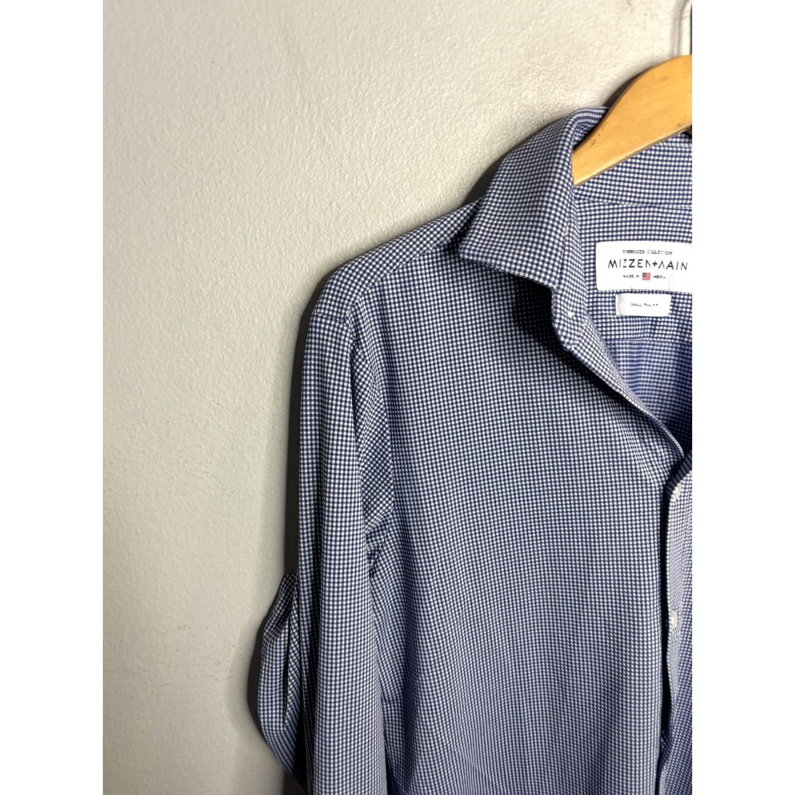Mizzen+Main Mizzen+Main Blue Check Trim Fit Performance Dress Shirt Mens Small Size 36R - 2 Thumbnail