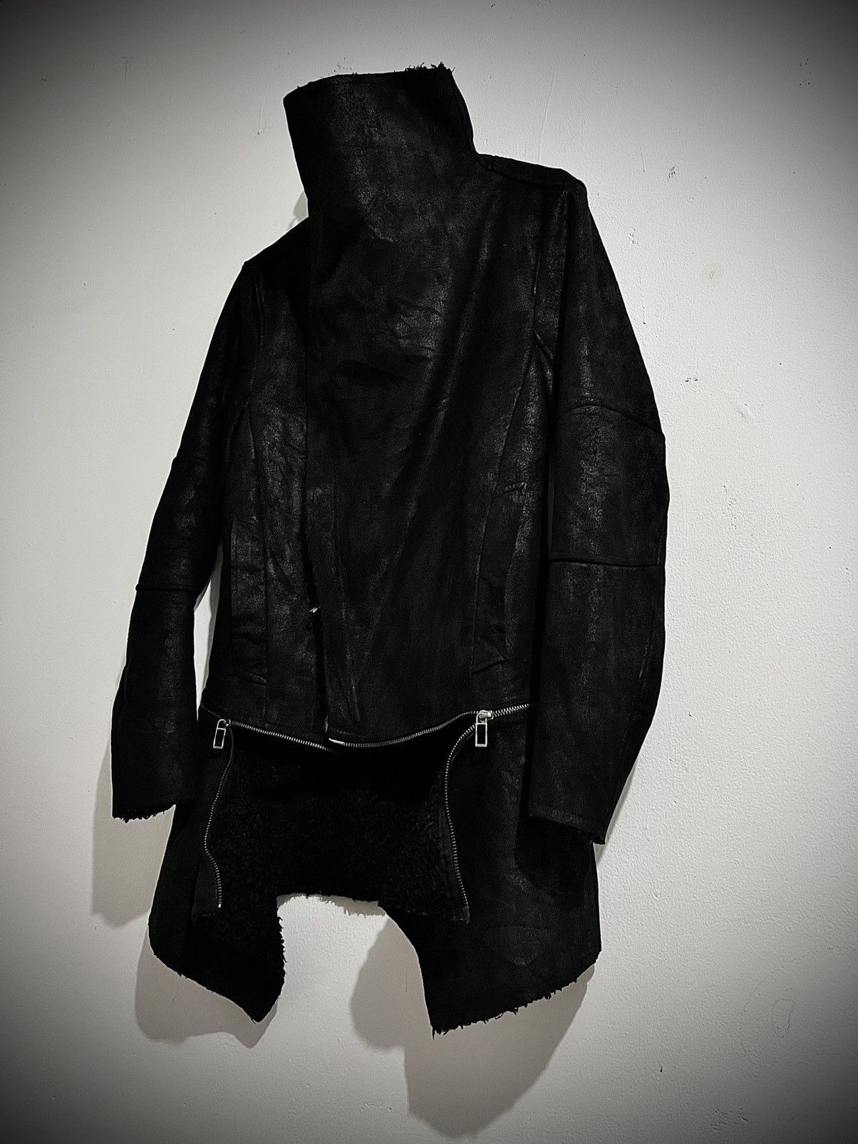 ANDEW 2000s ANDEW Asymmetric Leather Jacket Rick Owens Style Size US M / EU 48-50 / 2 - 2 Thumbnail