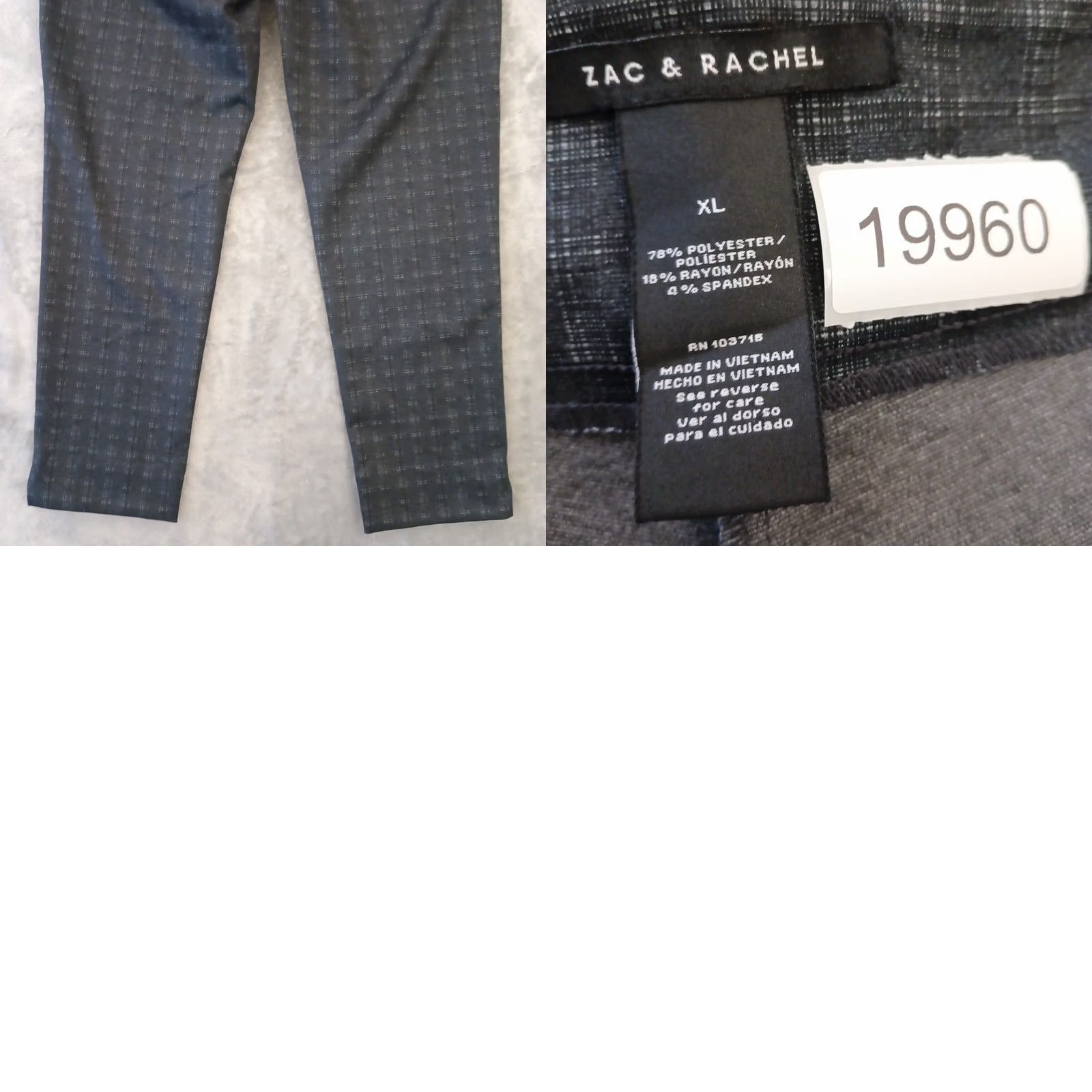 Vintage Zac & Rachel Ankle Pants Womens XL Black Gray Plaid Pull On 38x28 Mid Rise Straight Stretch Regular Inseam 28 Occasion Casual Size 40" / US 18 - 8 Thumbnail