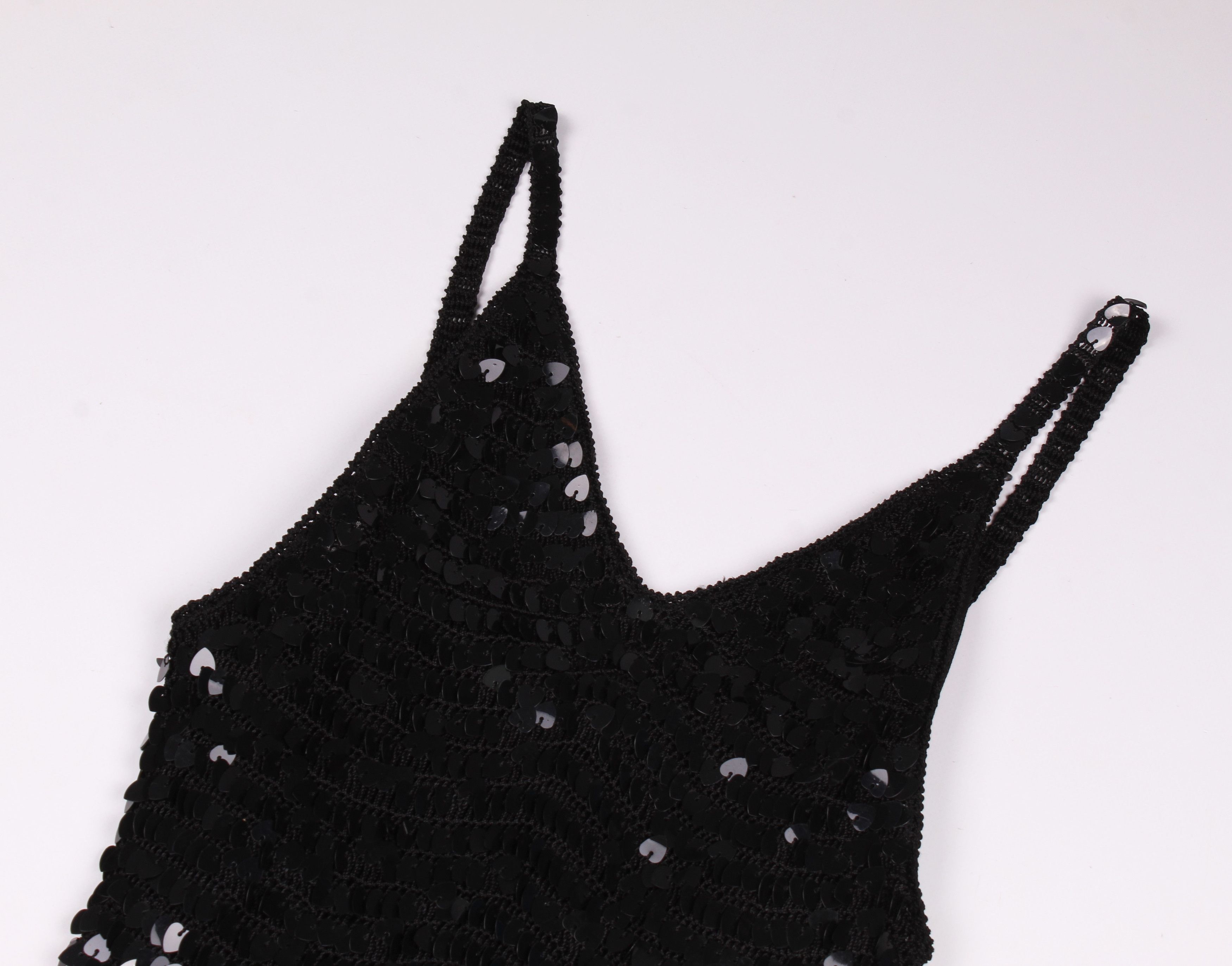 Vintage Stunning Vintage Y2K Crochet Sequin Beaded Mini Dress Size S / US 4 / IT 40 - 5 Thumbnail
