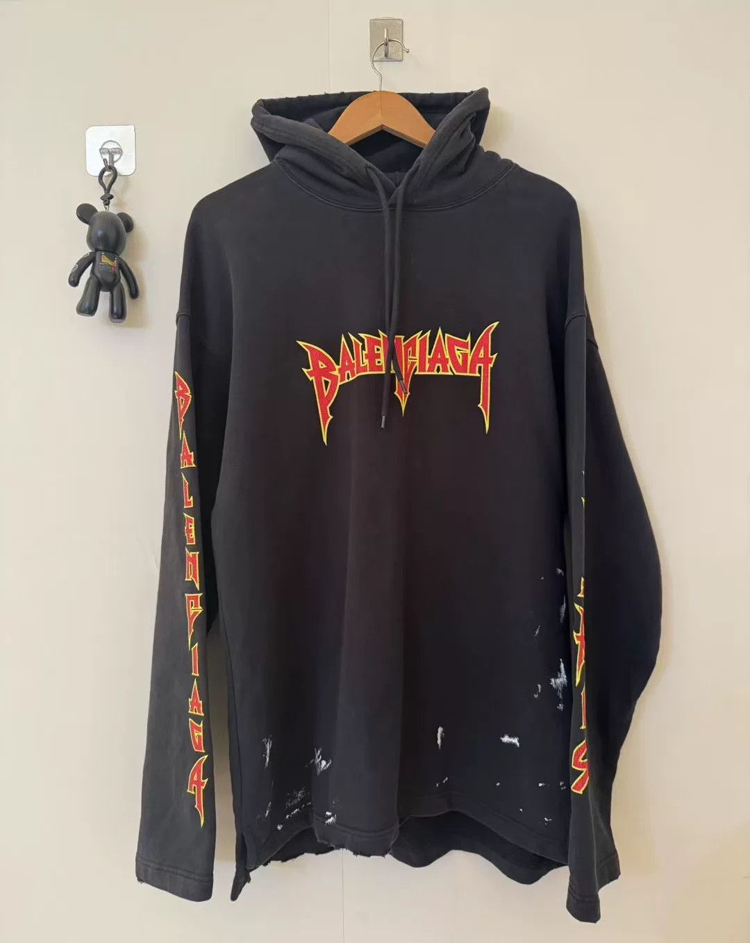 balenciaga flame logo black hoodie