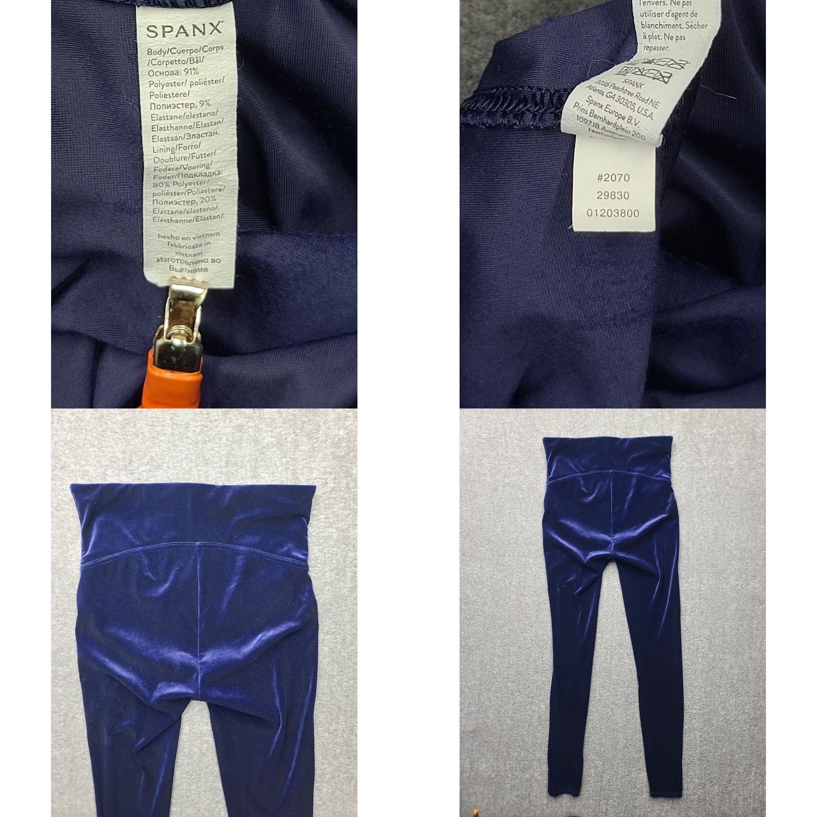 Spanx Spanx High Waisted Velvet Leggings Navy Blue Shaping Pants Women Medium M Size 32" / US 10 / IT 46 - 8 Thumbnail