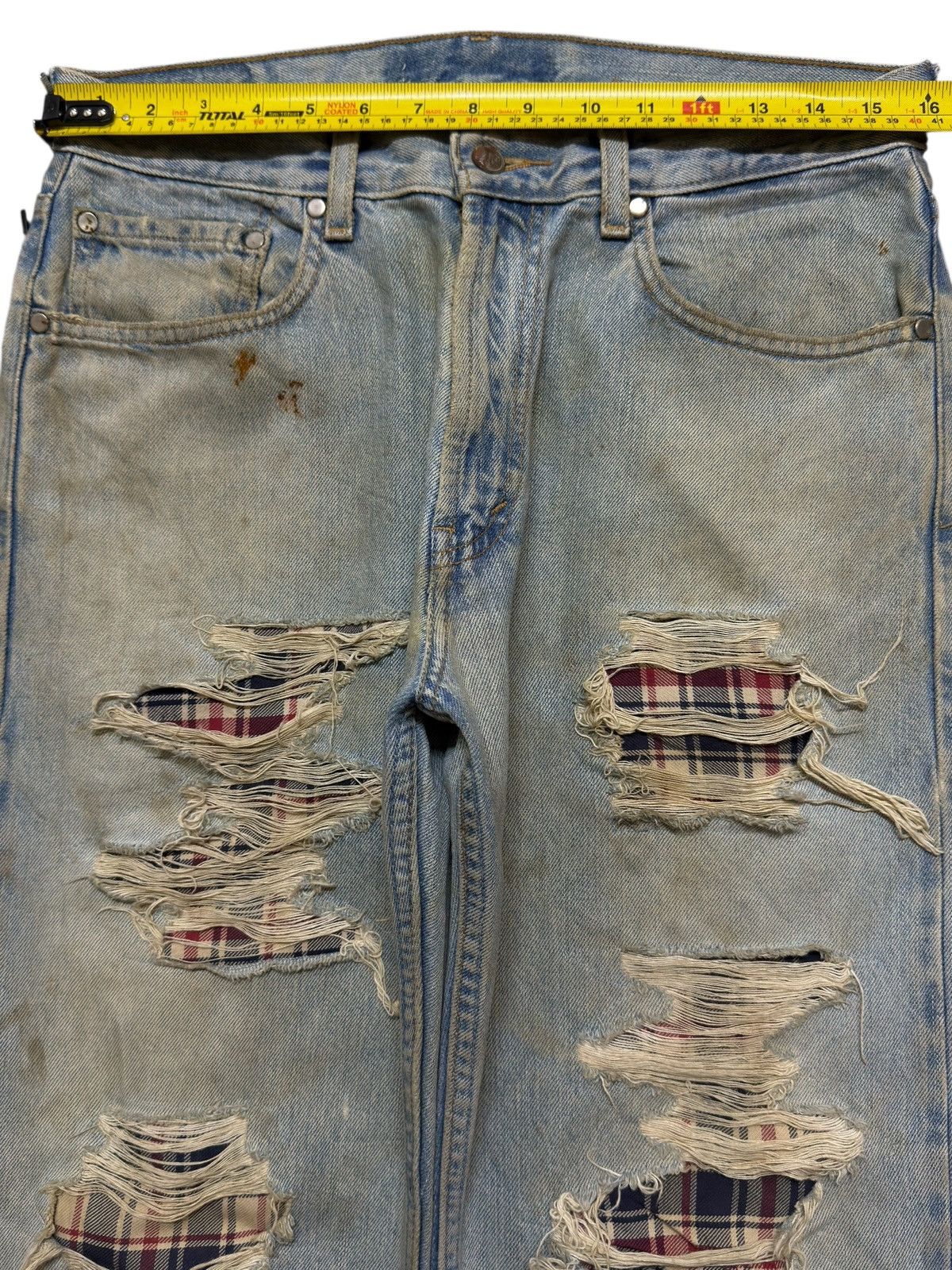 If Six Was Nine Vintage 90s Japanese Mud Wash Ripped Destroyed Straight Leg Size US 31 - 9 Thumbnail
