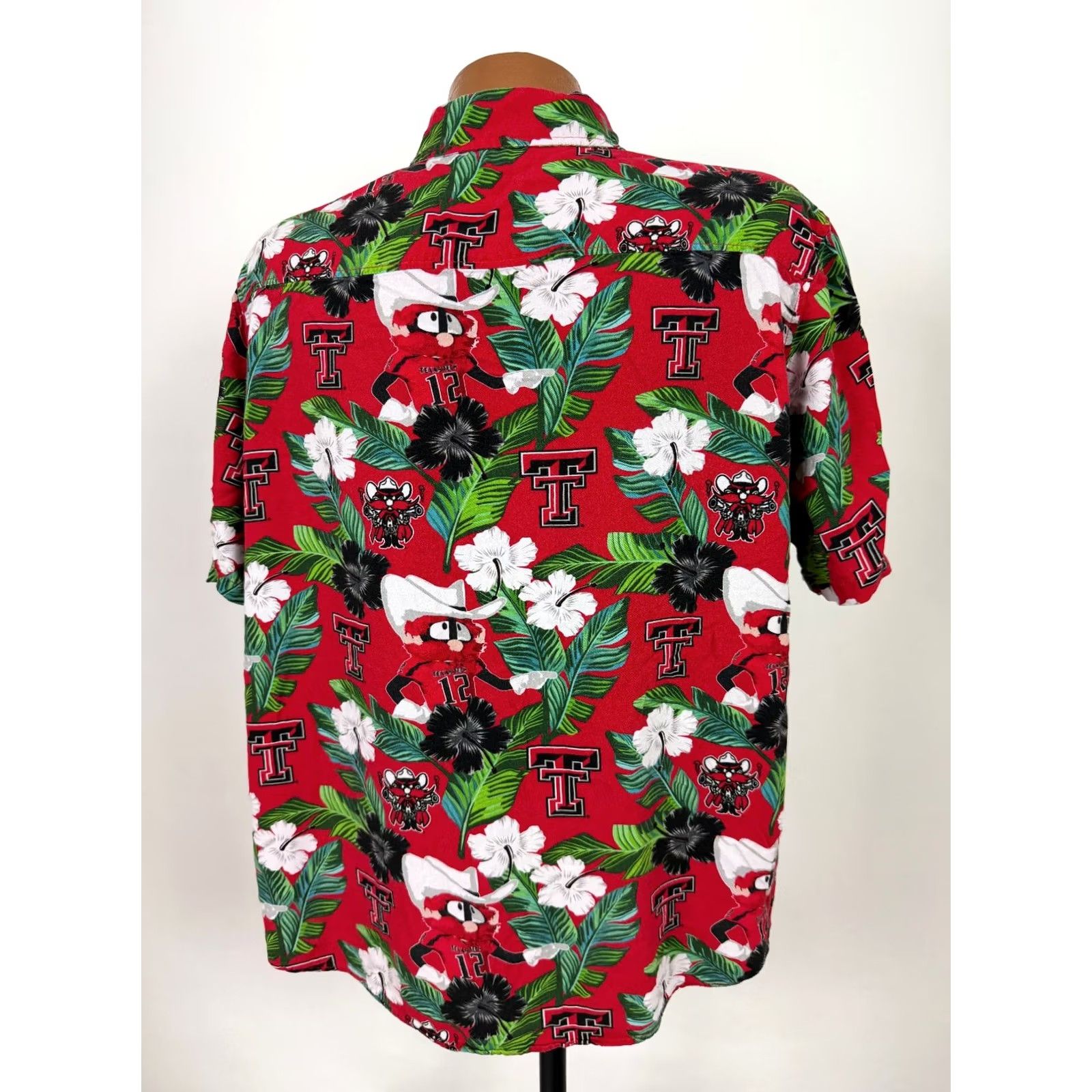 Vintage Texas Tech Hawaiian Shirt Men L Red Raiders College Football Rayon Size US L / EU 52-54 / 3 - 6 Thumbnail