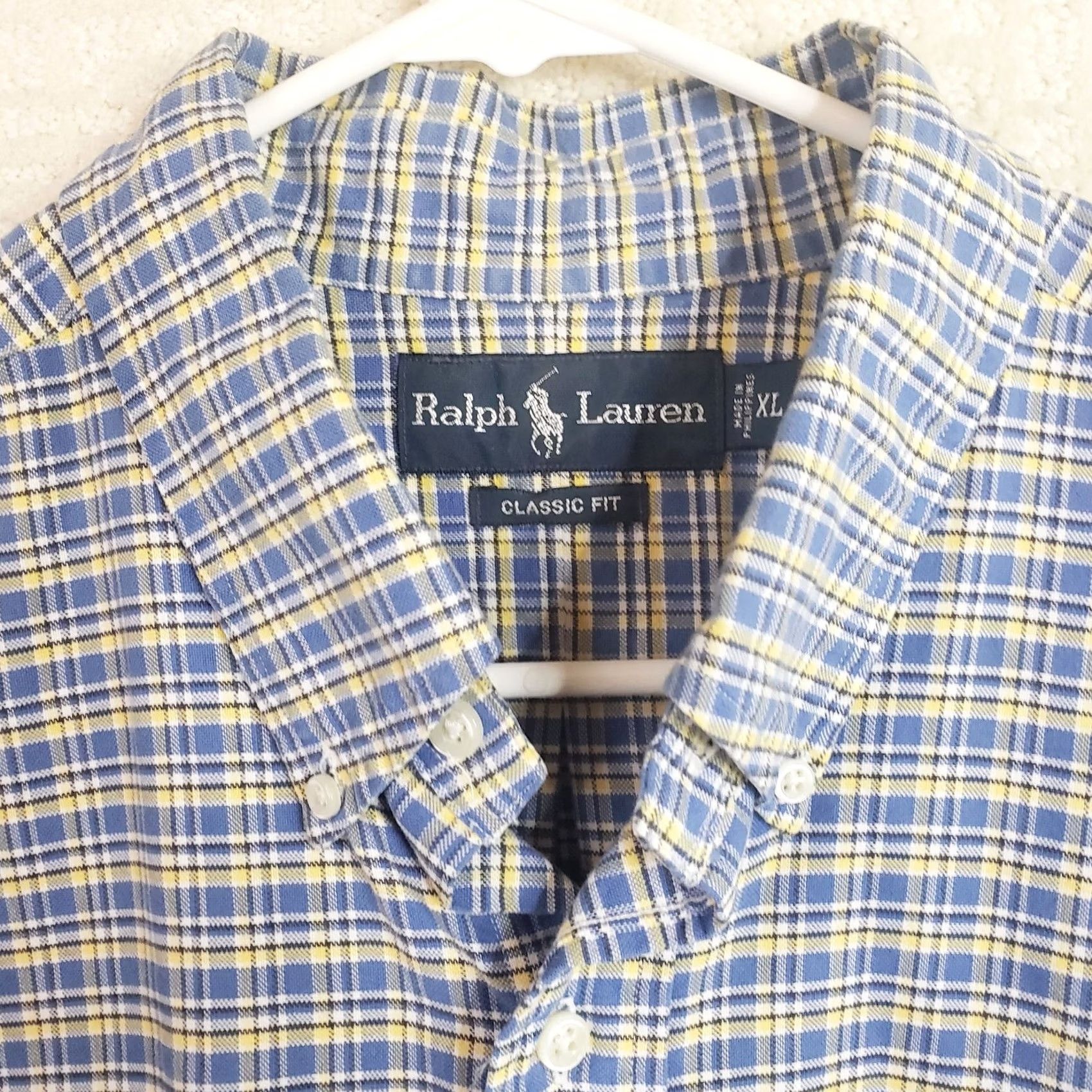 Ralph Lauren Ralph Lauren Men’s Button-Down Shirt XL Blue Yellow Plaid Chambray Classic Fit Size US XL / EU 56 / 4 - 4 Thumbnail