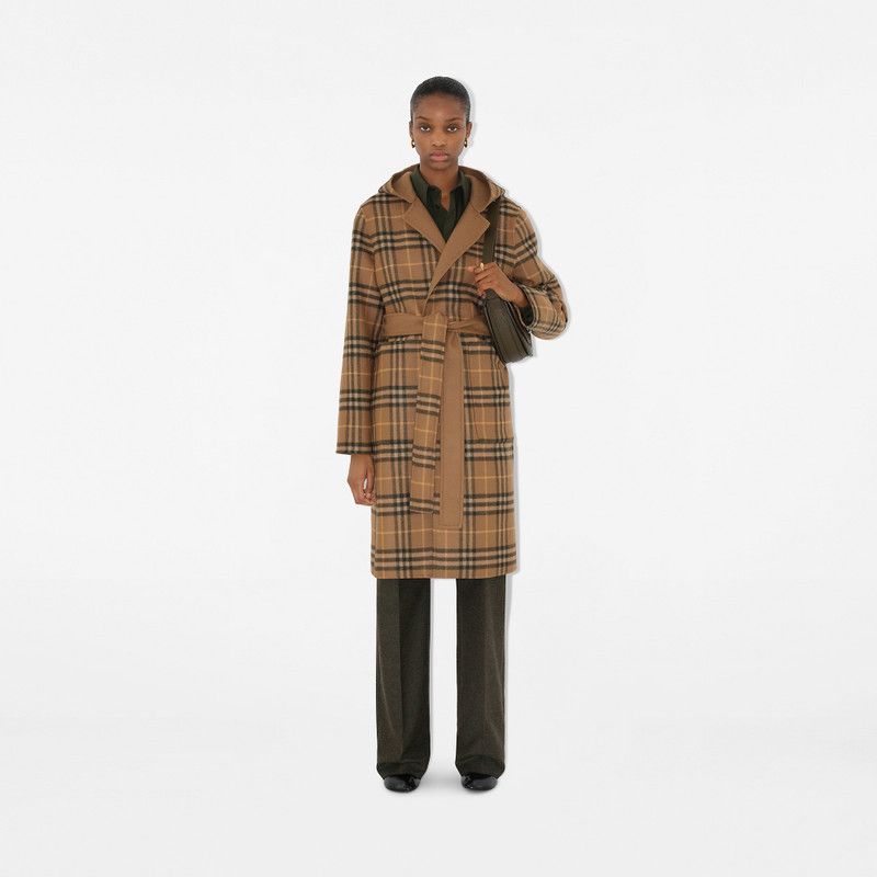 Burberry o1w1db10426 Reversible Check Wool Wrap Coat in Brown Size XL / US 12-14 / IT 48-50 - 5 Thumbnail