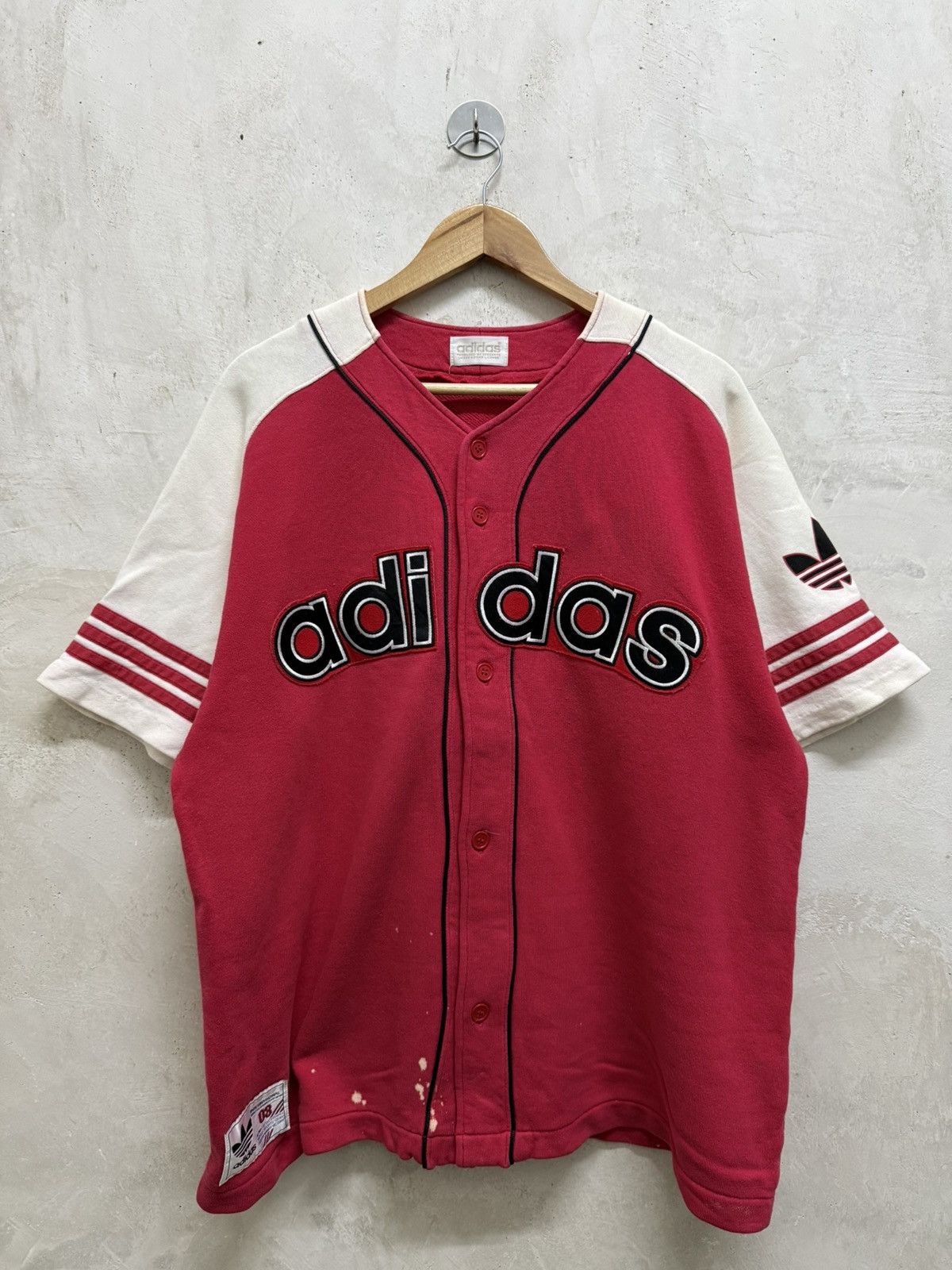 Adidas Vintage 90s Adidas Short Sleeve Distressed Sweatshirt Size US L / EU 52-54 / 3 - 1 Thumbnail