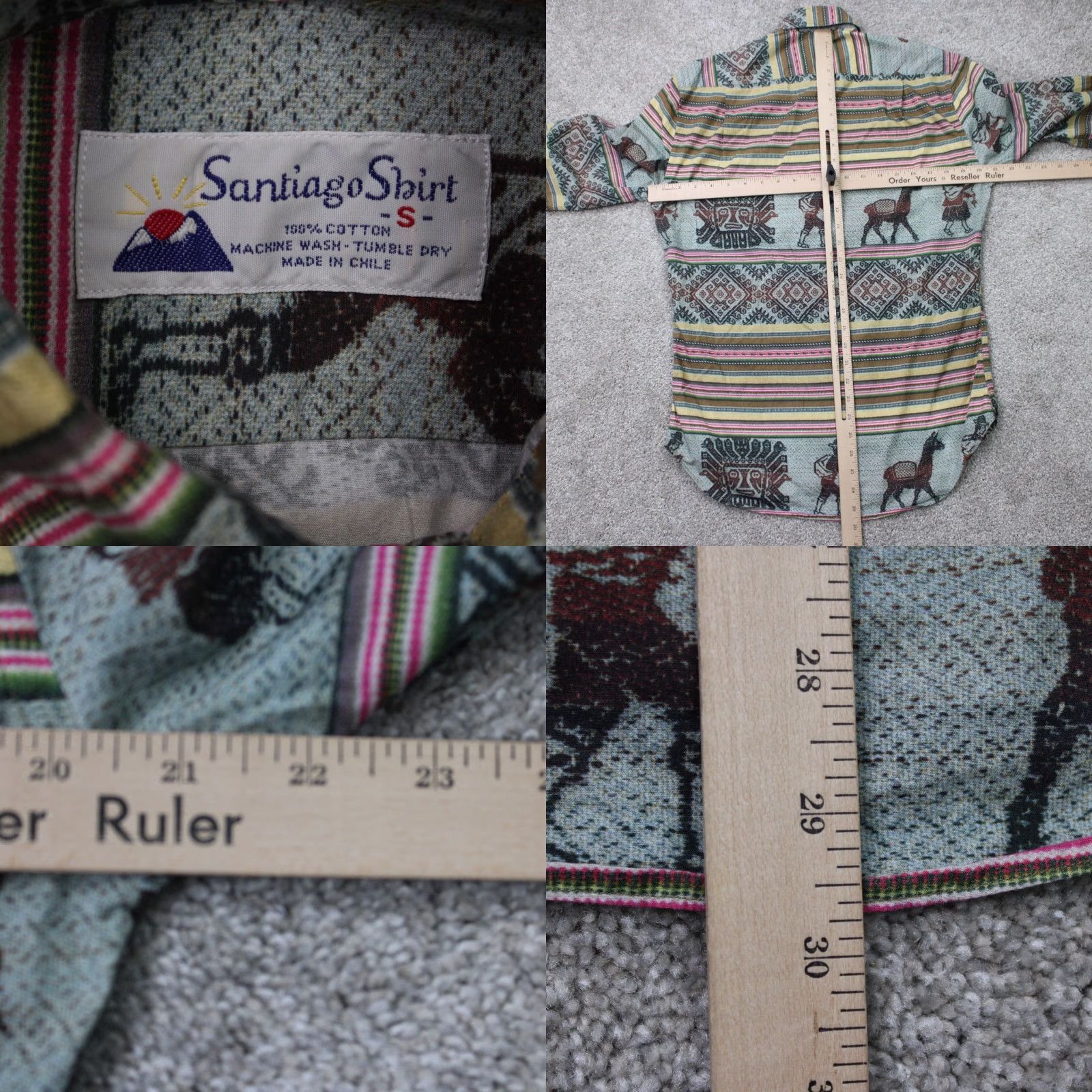 Vintage VTG Gitman Santiago Shirt Mens Small Green/Pink/Yellow Southwestern S/S Button Up Shirt Size US S / EU 44-46 / 1 - 8 Thumbnail