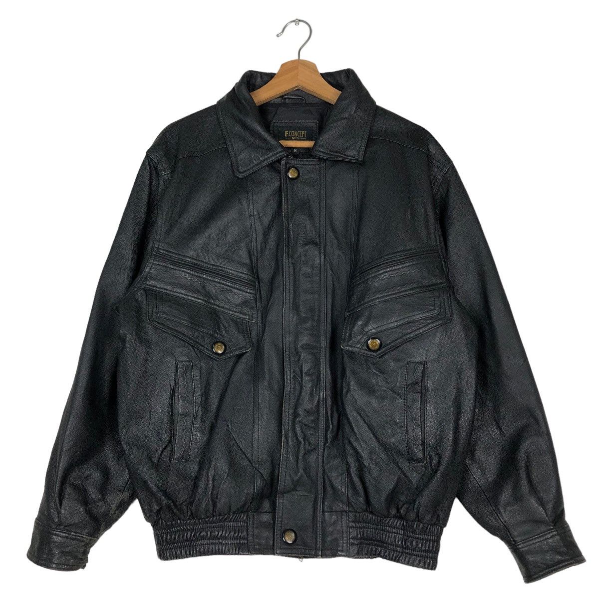 Japanese Brand 🔥Biker Leather Jacket F Concept Men Gold Issey Miyake Size US M / EU 48-50 / 2 - 1 Thumbnail