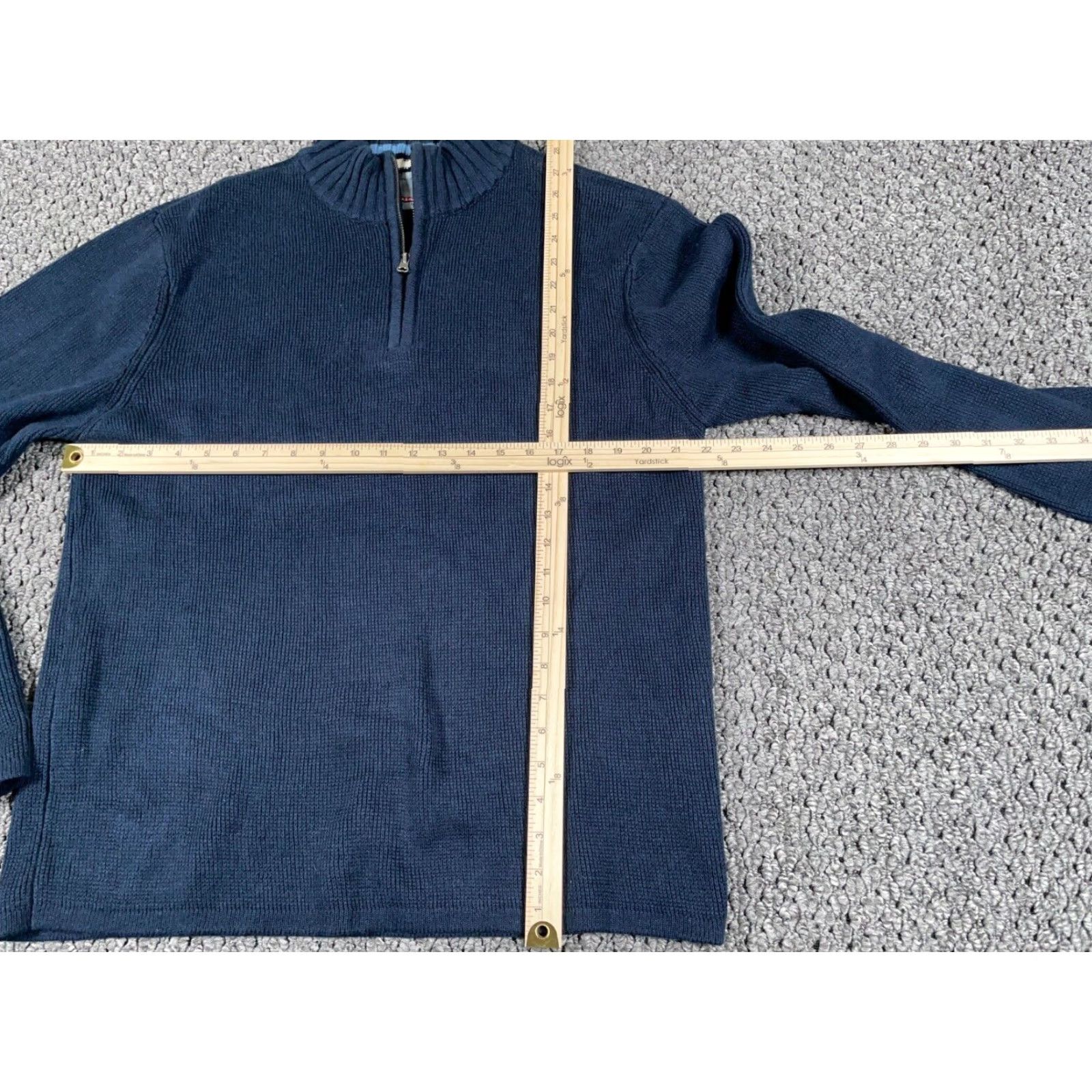 Vintage VINTAGE Aeropostale Sweater Adult Large Dark Blue 1/4 Zip Chunky Knit Cotton 90s Mens Size US L / EU 52-54 / 3 - 5 Thumbnail