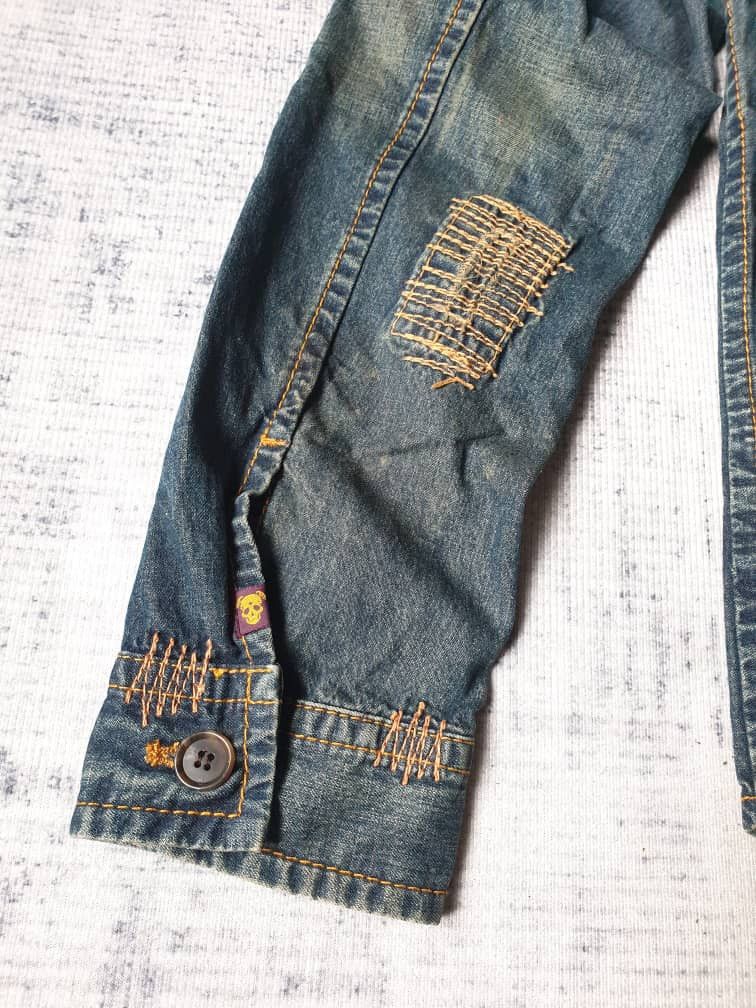 Japanese Brand 💥291295=Homme distressed patchwork Japanese chambray shirt Size US M / EU 48-50 / 2 - 11 Thumbnail
