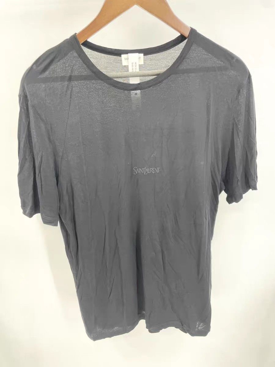 Saint Laurent Paris Saint Laurent Paris Black embroidered logo T-shirt Size US L / EU 52-54 / 3 - 1 Thumbnail