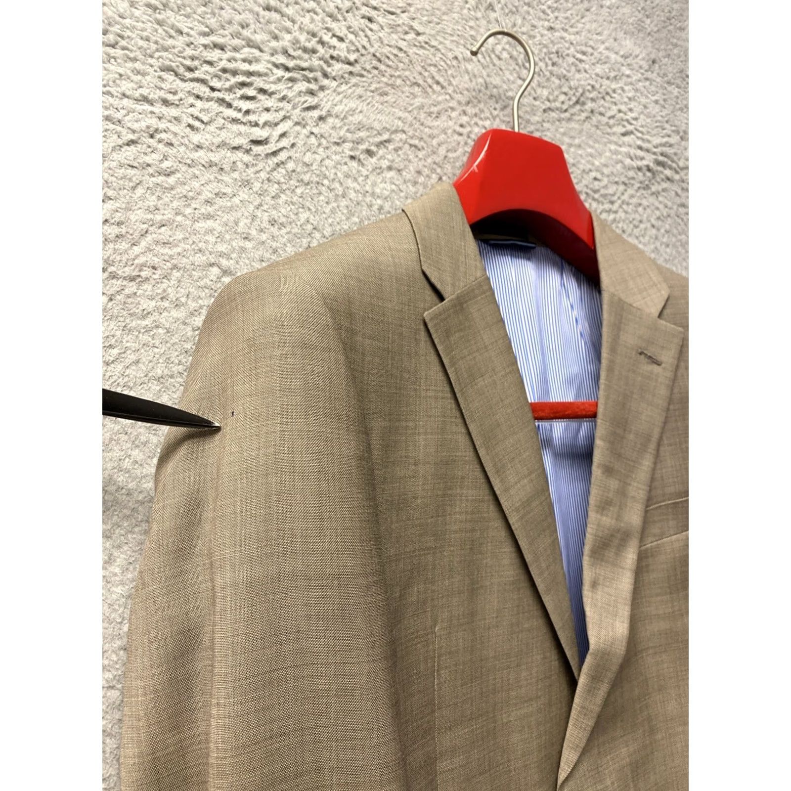 Tommy Hilfiger Tommy Hilfiger Blazer Mens 42R Tan Wool 2-Button Notch Lapel Pockets Solid Wool 2-Button Notch Lapel Tuxedo Inner Pockets 42R Mens Tan Blazer Size 42R - 3 Thumbnail