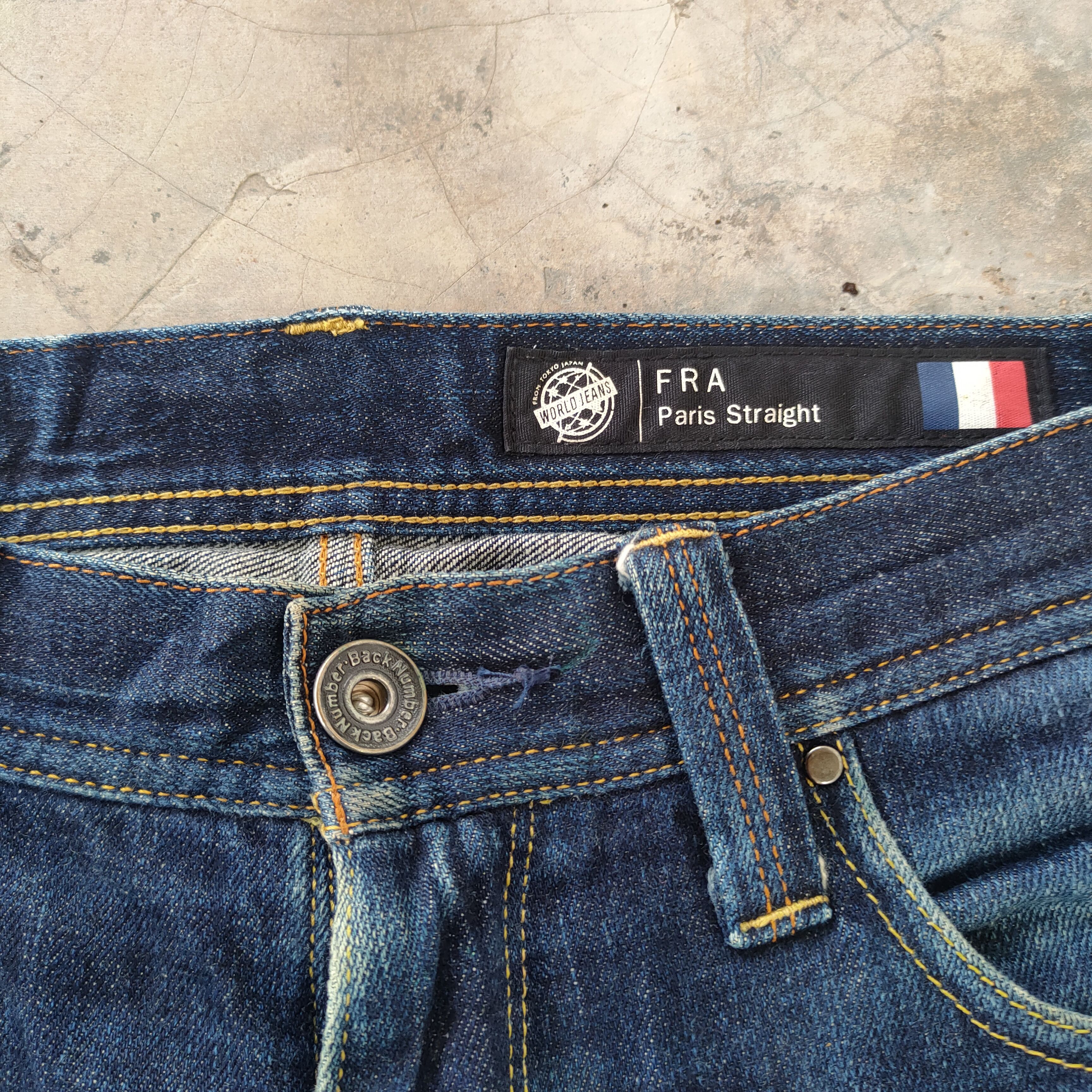 Jean W32 VINTAGE BACK NUMBER RIPPED FADED JEANS DENIM PANTS Size US 32 / EU 48 - 4 Thumbnail