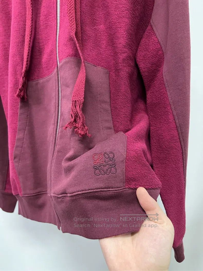 Loewe Loewe Wine red hem embroidered zip-up hoodie Size US S / EU 44-46 / 1 - 5 Thumbnail