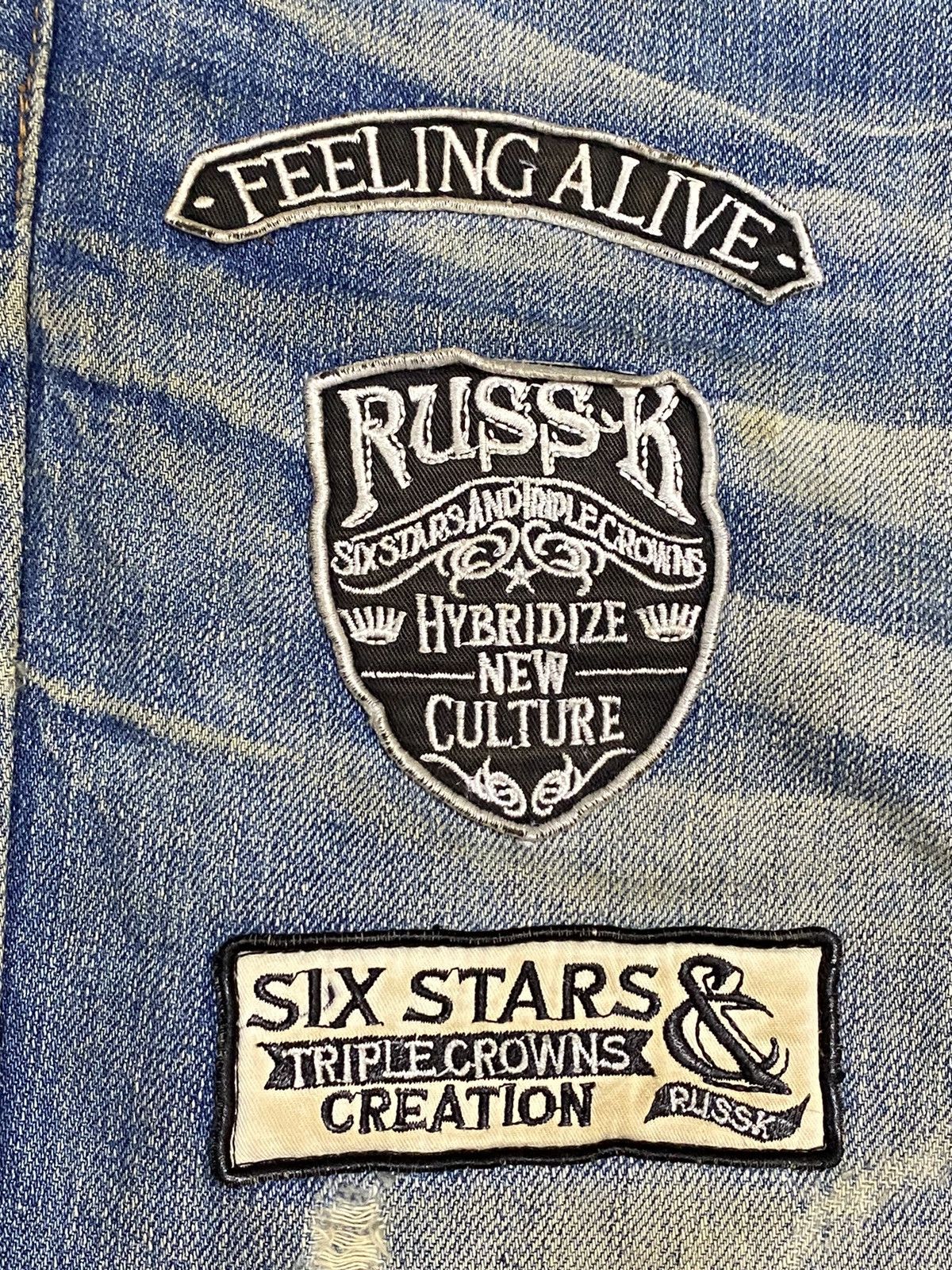 Japanese Brand Vintage Japanese Ruskk Whisker Patched Blue Wash Loose Jeans Size US 30 / EU 46 - 19 Thumbnail