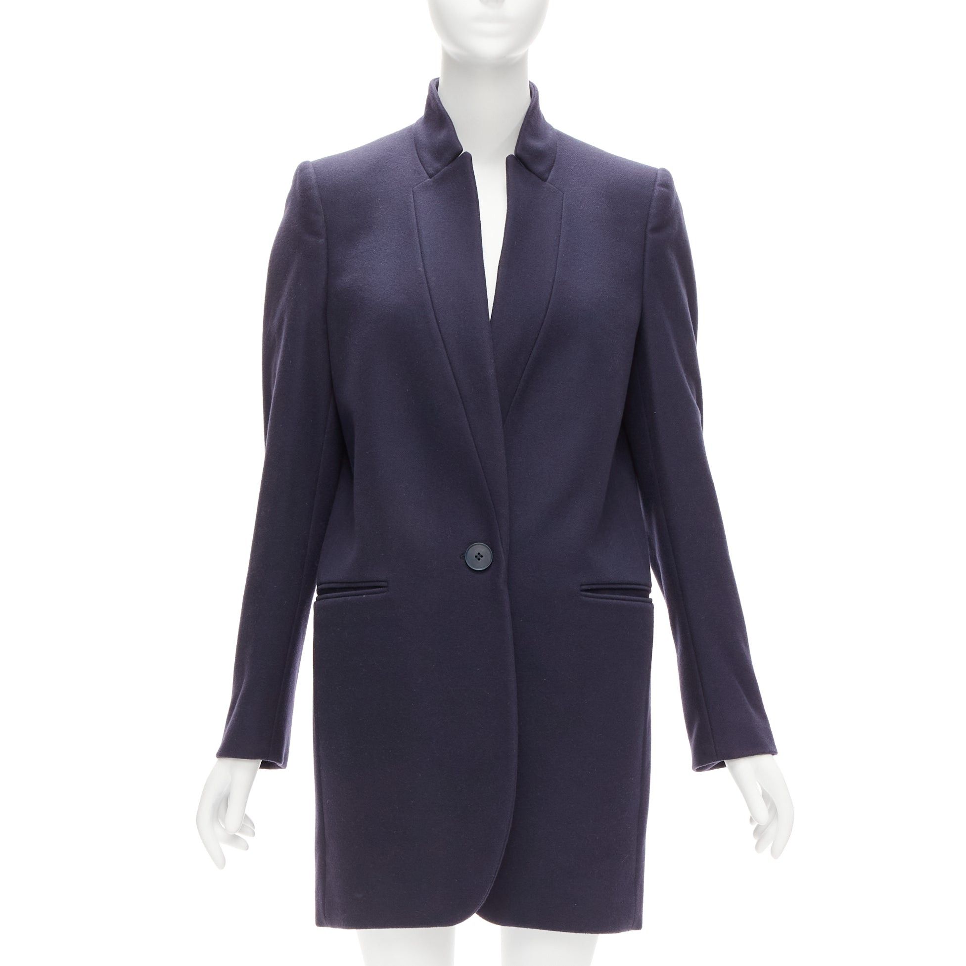 Stella McCartney STELLA MCCARTNEY 2013 Bryce navy wool cashmere longline blazer coat IT42 M Size M / US 6-8 / IT 42-44 - 1 Thumbnail