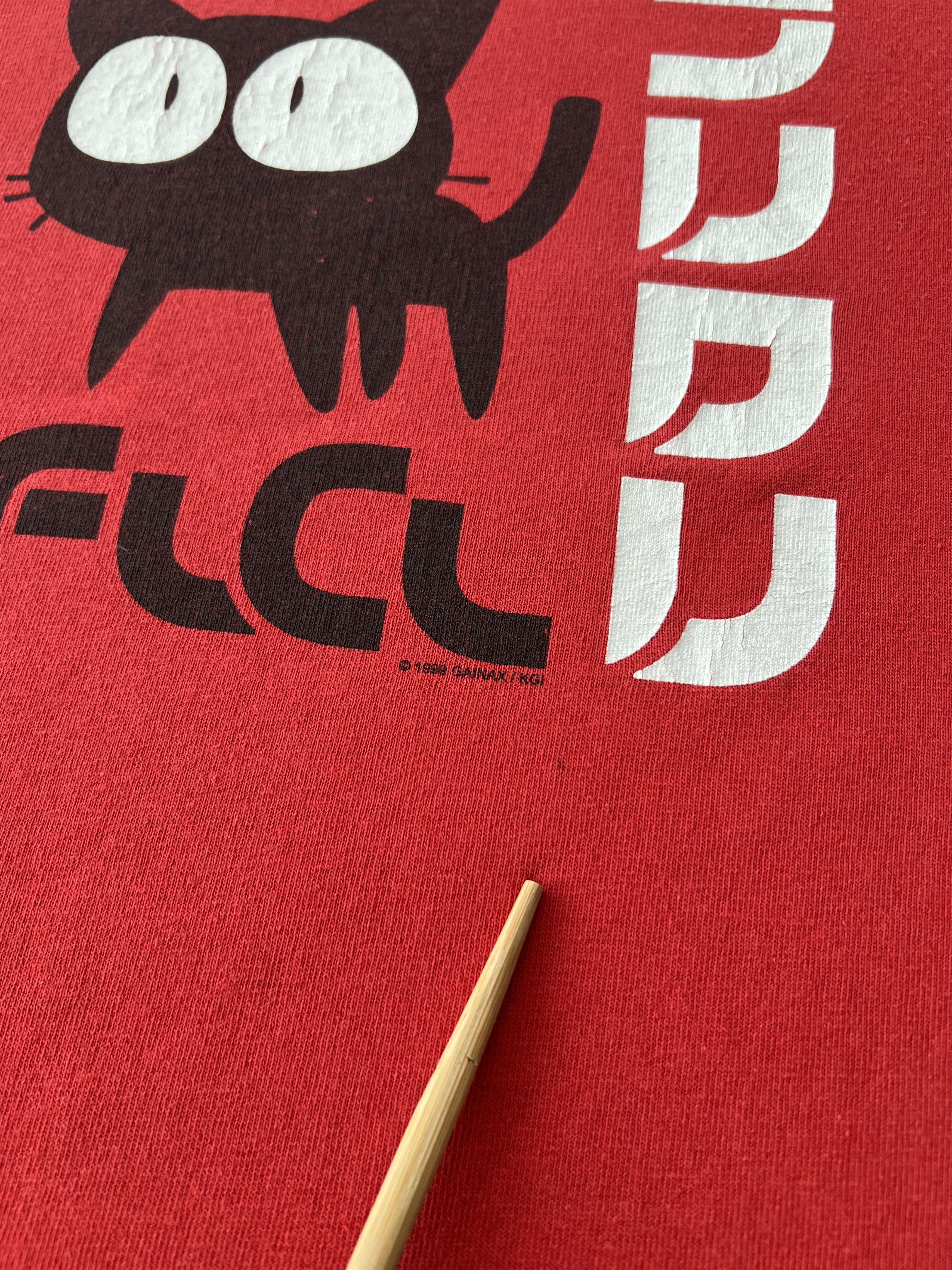 Anime Vintage 1999 FLCL Fooly Cooly Furi Kuri Cat Anime T-shirt Size US L / EU 52-54 / 3 - 6 Thumbnail