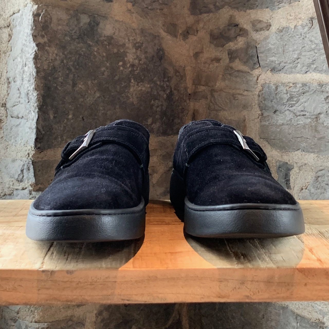 Salvatore Ferragamo Salvatore Ferragamo Black Monk Strap Brushed Suede Loafers Size US 8 / EU 41 - 3 Thumbnail
