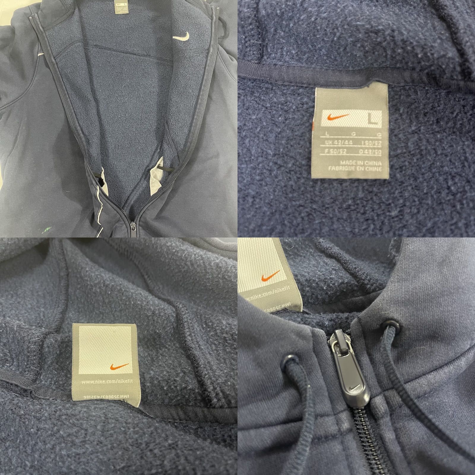 Nike VINTAGE Nike Full Zip Sweatshirt Hoodie L Navy Blue White Size US L / EU 52-54 / 3 - 9 Thumbnail
