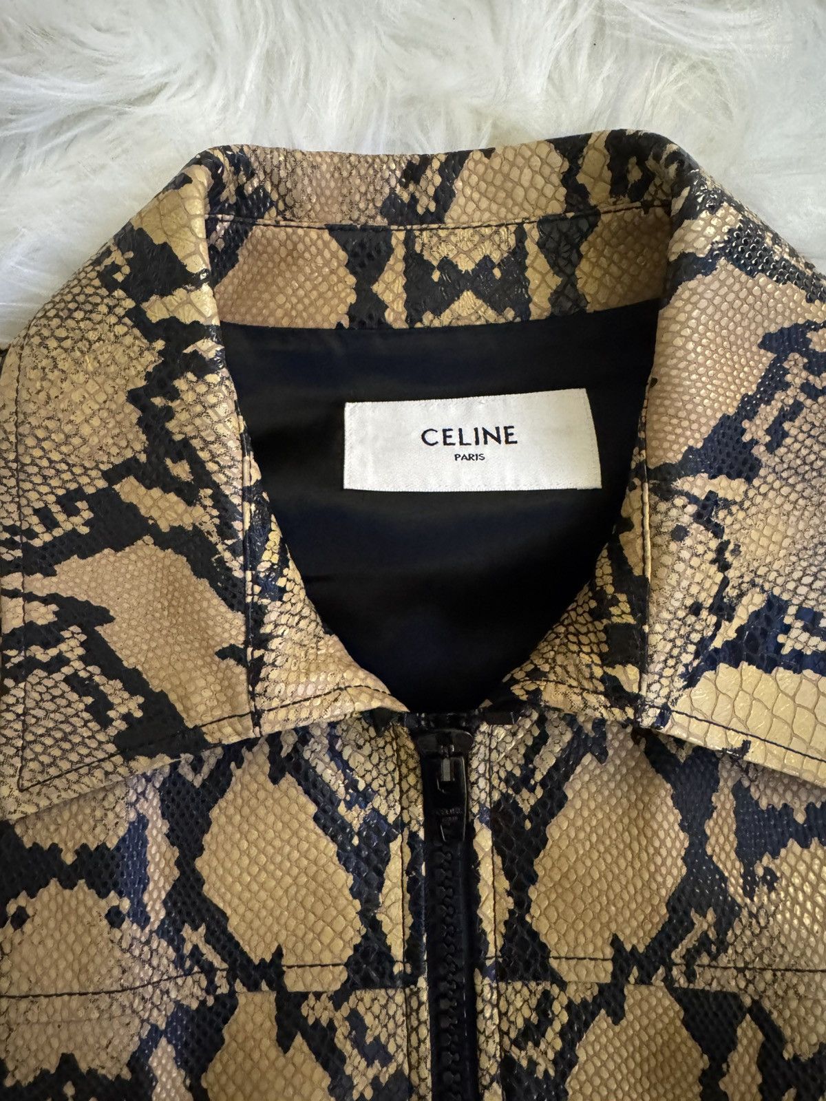 Celine Celine by Hedi Slimane SS20 Python Print Calfskin Blouson Size US L / EU 52-54 / 3 - 3 Thumbnail
