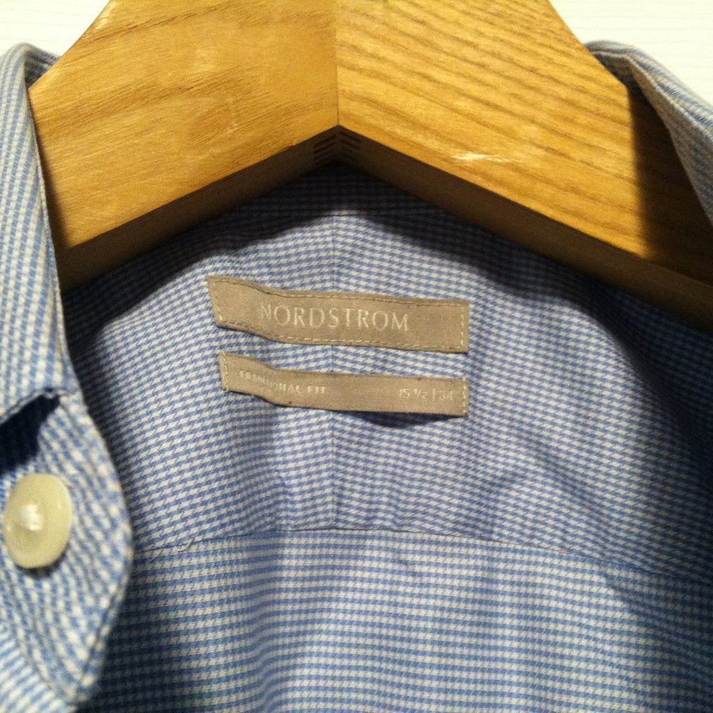 Nordstrom NORDSTROM MEN'S BLUE 100%COTTON DRESS SHIRT SIZE: 15 1/2-34 Size US M / EU 48-50 / 2 - 5 Thumbnail