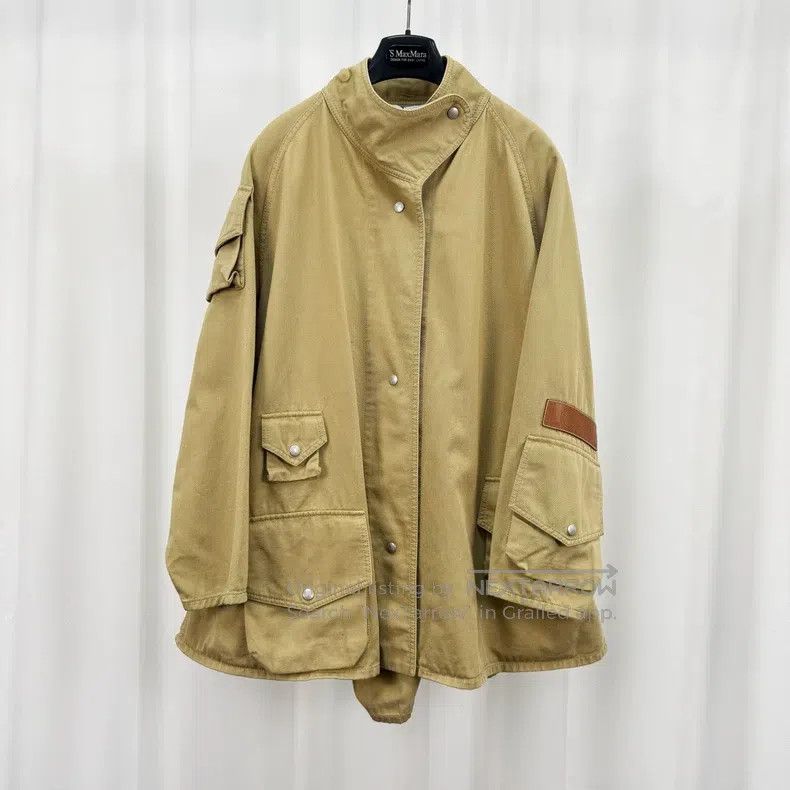 Loewe Loewe Khaki Leather Brand Windbreaker Jacket Size XS / US 0-2 / IT 36-38 - 1 Thumbnail