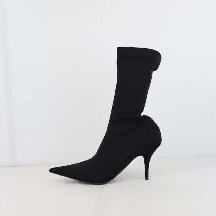 Balenciaga o1rshd1 Tronc.T S.Cuoio Jersey Crepe Boots in Black Size US 11 / IT 41 - 2 Thumbnail