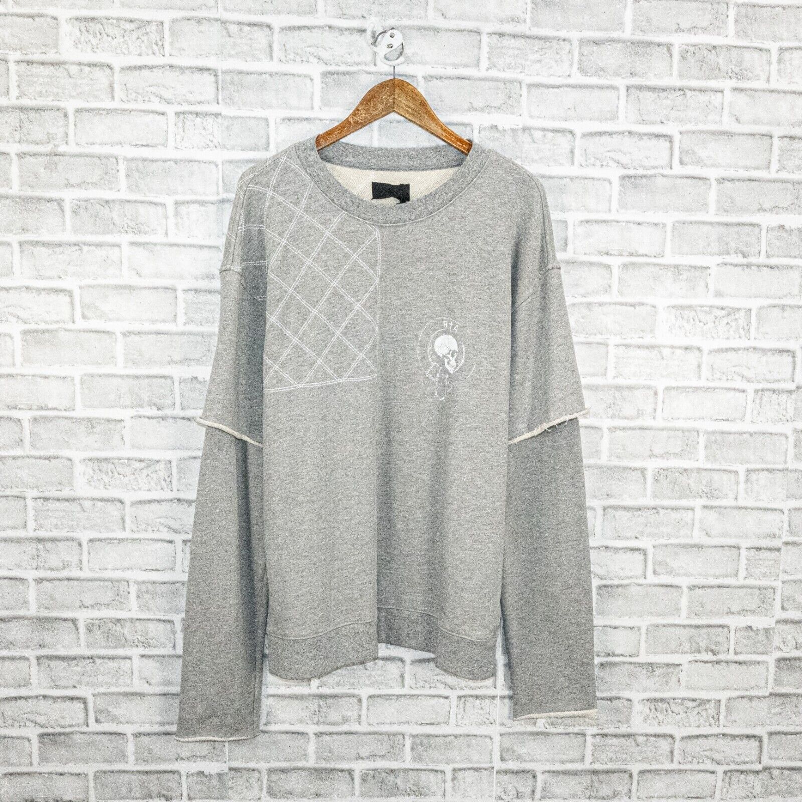 Rta RtA Brand French Terry Crew Sweatshirt Layered sleeves Size US L / EU 52-54 / 3 - 1 Thumbnail