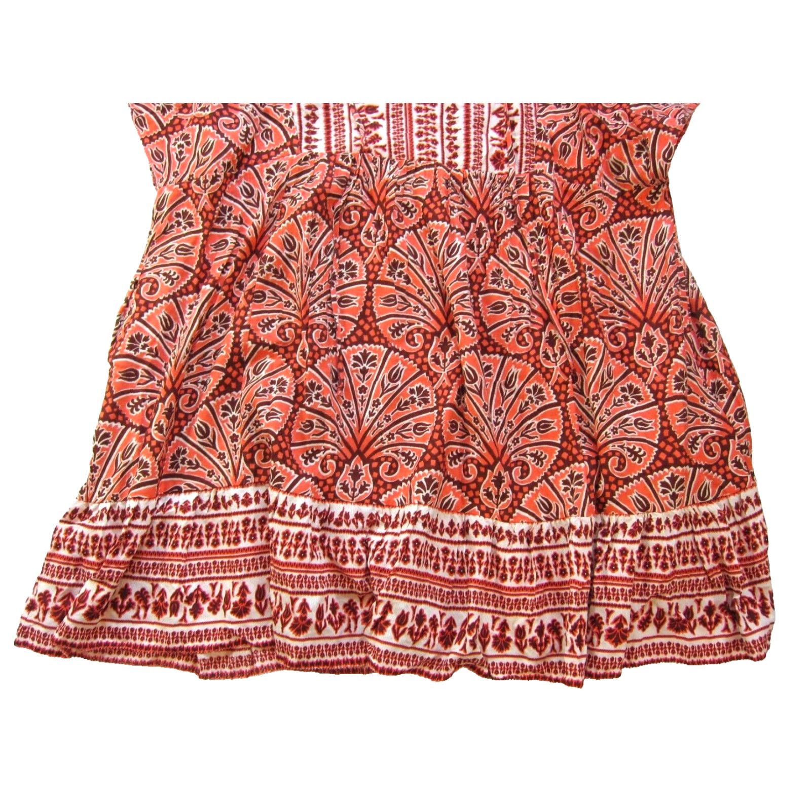 Vintage NWT Knox Rose Coral Pink Brown Floral Hawaiian Pocket Midi Kaftan Smock Dress 3X Size XXL / US 16-18 / IT 52-54 - 5 Thumbnail
